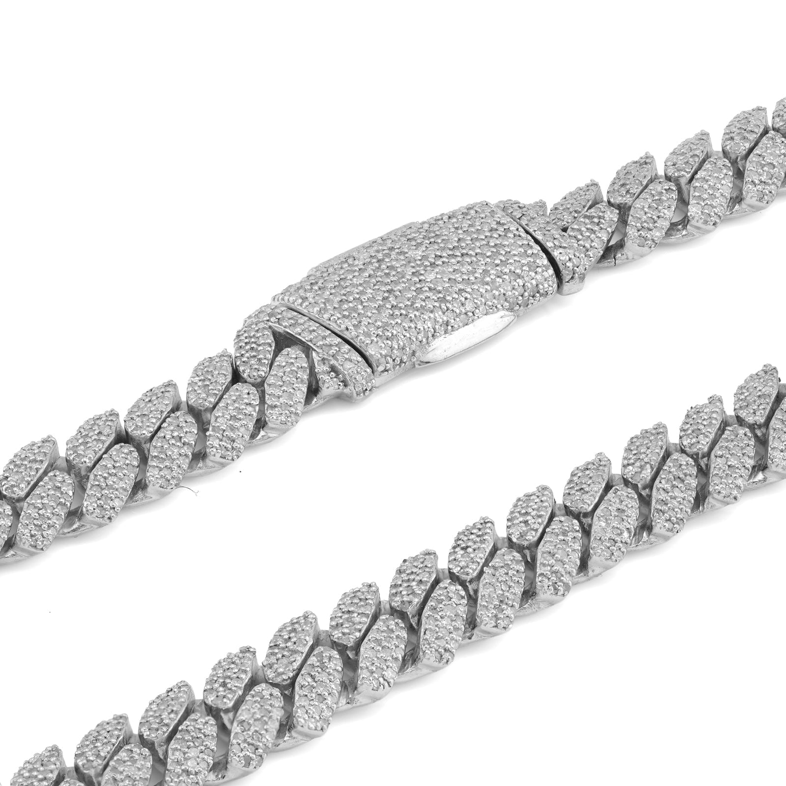 925 SS 8MM Cuban Link 8.125CT Natural Diamond 22" Chain Men Womene Necklace - Elite Jewelers-Necklaces