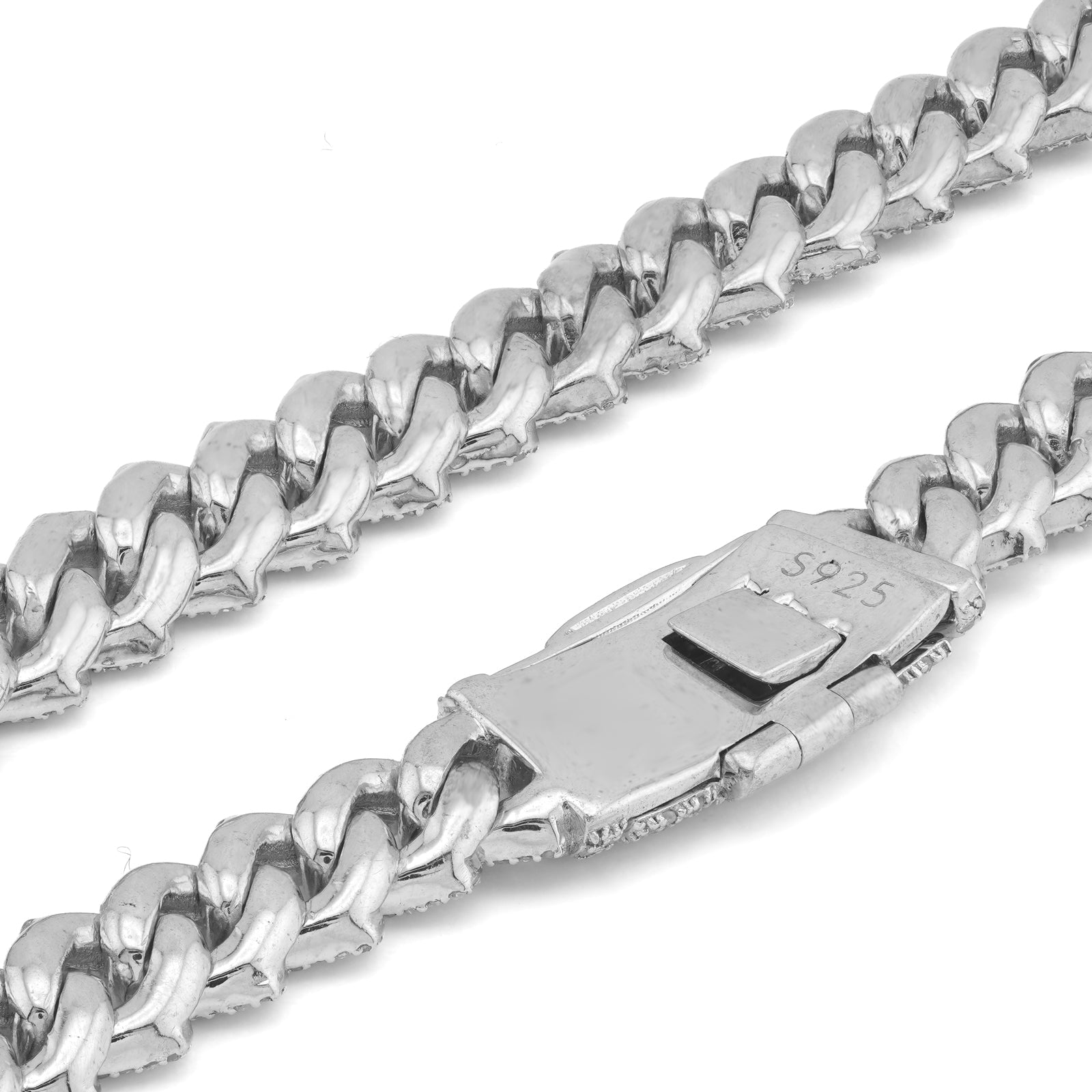 925 SS 8MM Cuban Link 8.125CT Natural Diamond 22" Chain Men Womene Necklace - Elite Jewelers-Necklaces