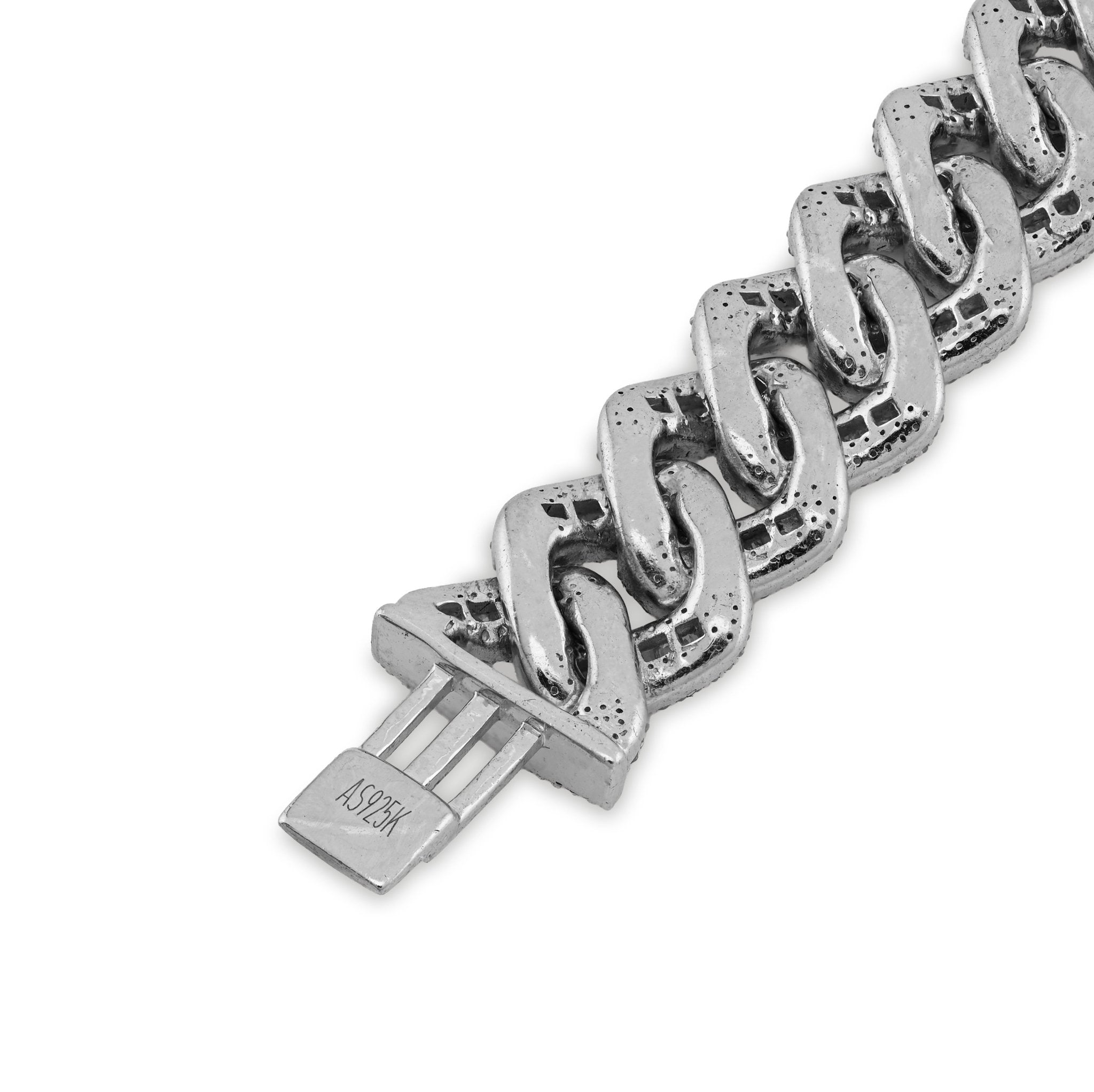 925 SS 9.63CT Natural Diamond Round/Baguette 12MM 8" Cuban Link Men Bracelet 46.5g - Elite Jewelers - Bracelets