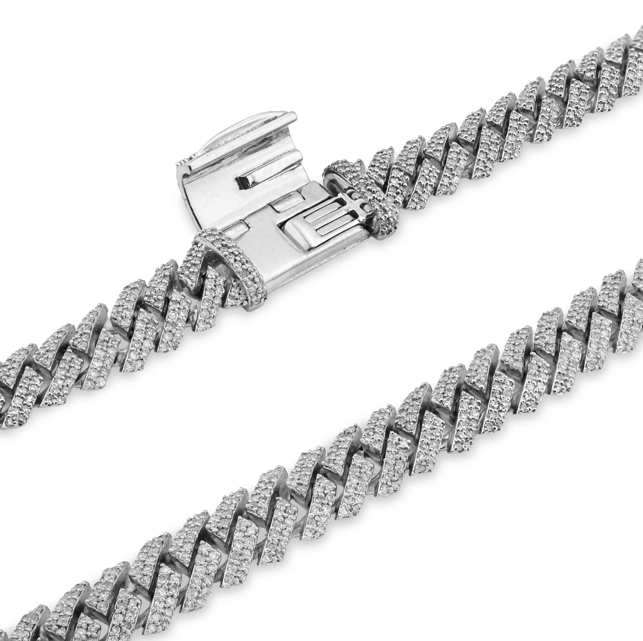 925 SS 9.7CT Natural Diamond Snake Cuban Link 8MM Chain Men Women 22" Necklace - Elite Jewelers - Necklaces