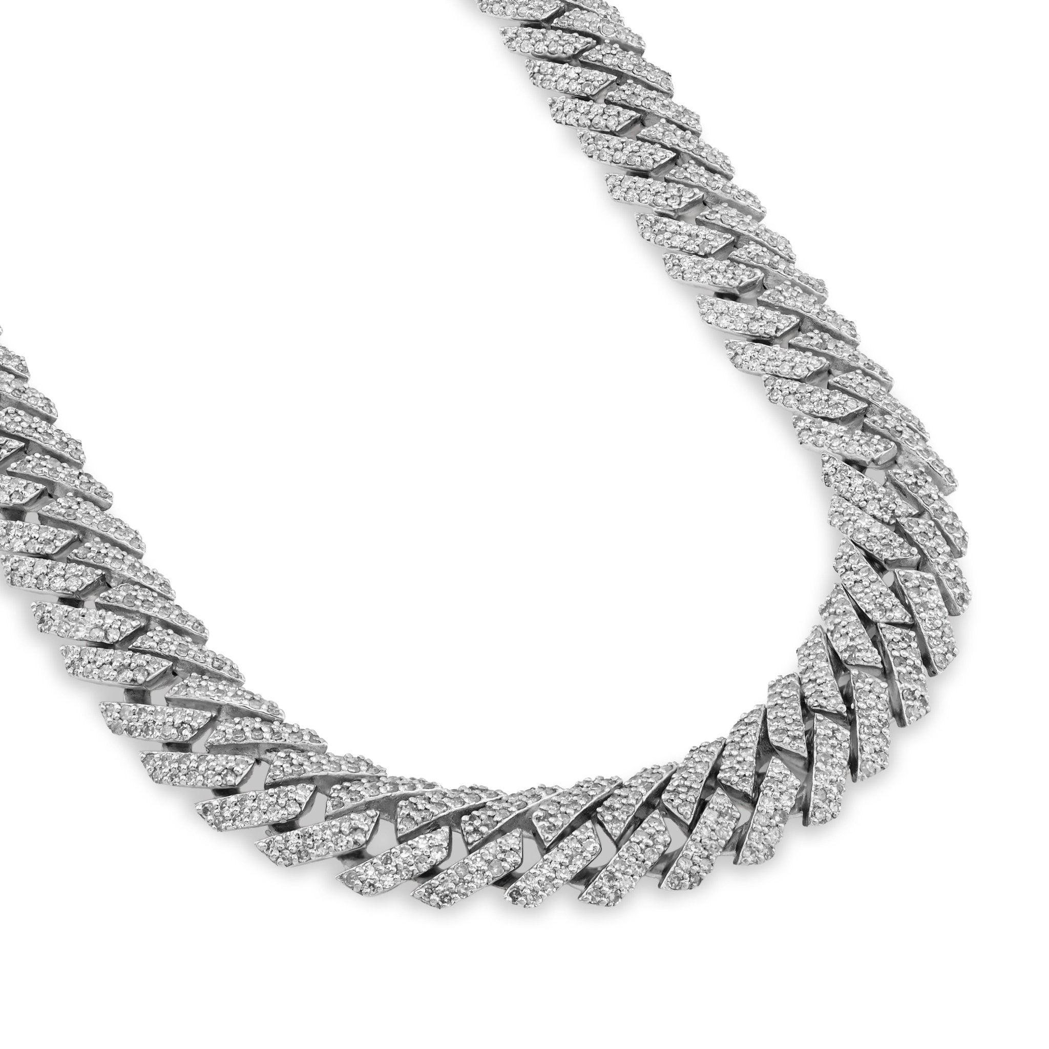925 SS 9.7CT Natural Diamond Snake Cuban Link 8MM Chain Men Women 22" Necklace - Elite Jewelers - Necklaces