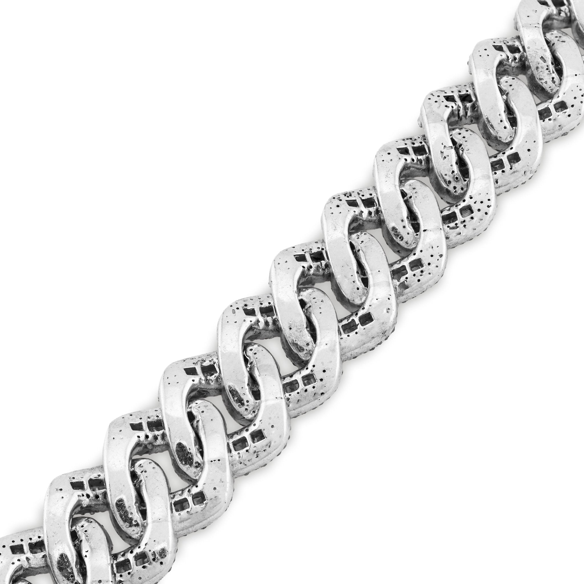 925 SS 9CT Natural Diamond Round/Baguette 12.5MM 8" Cuban Link Men Bracelet 45.7g - Elite Jewelers - Bracelets
