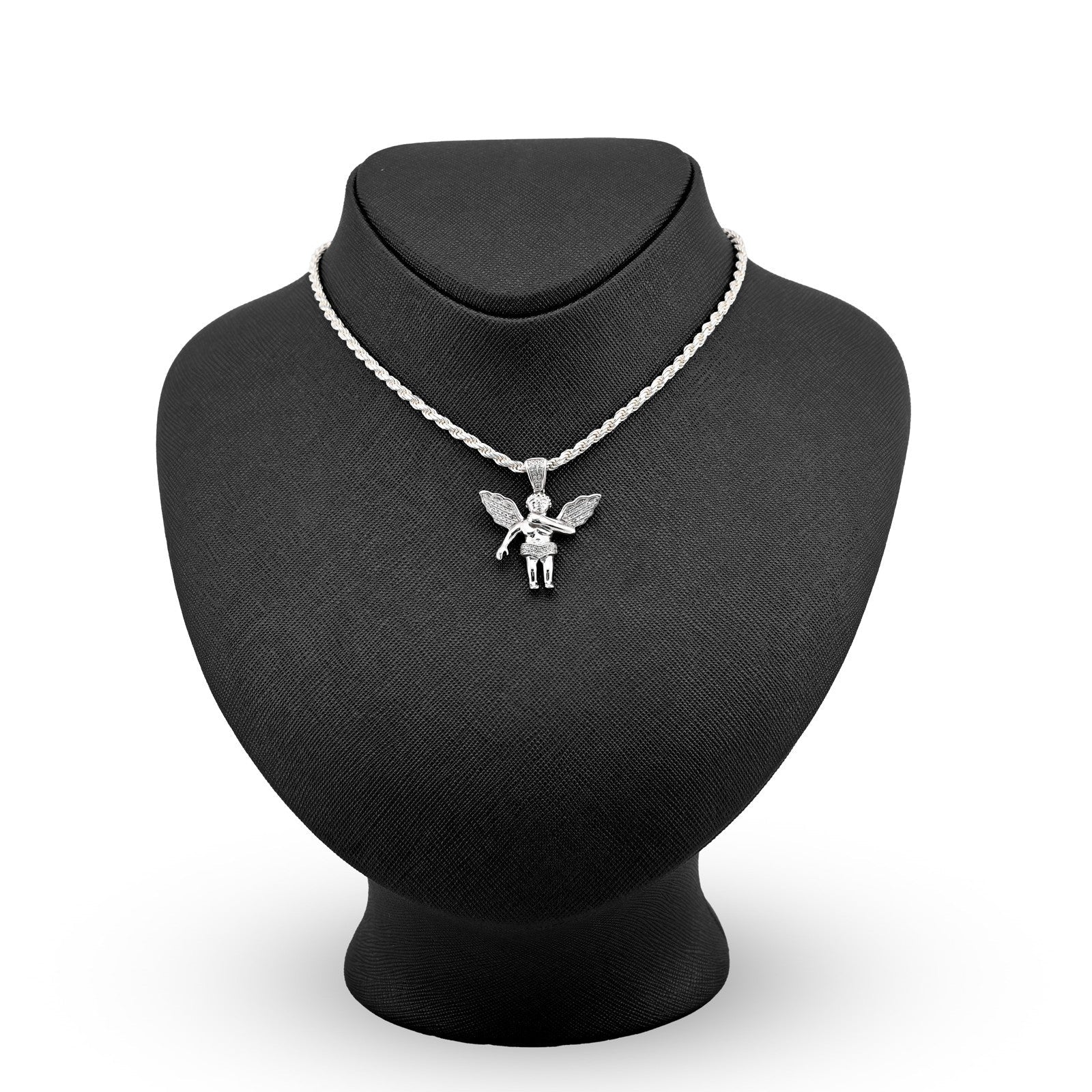 925 Sterling Silver 0.25CTW Natural Diamond Angel Cherub Pendant 4.6gms Charm - Elite Jewelers - Charms & Pendants
