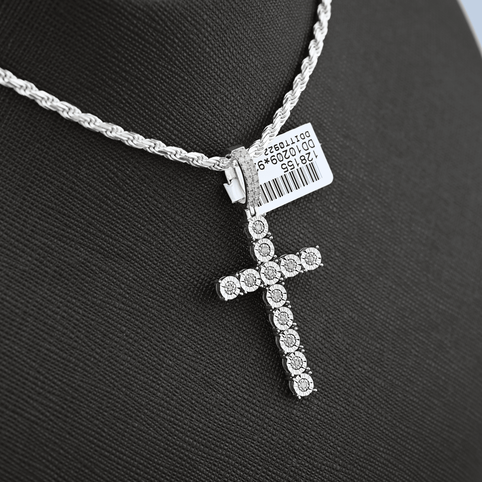 925 Sterling Silver 0.35CTW Natural Diamond Cross Pendant 2.7g Charm For Unisex - Elite Jewelers - Charms & Pendants