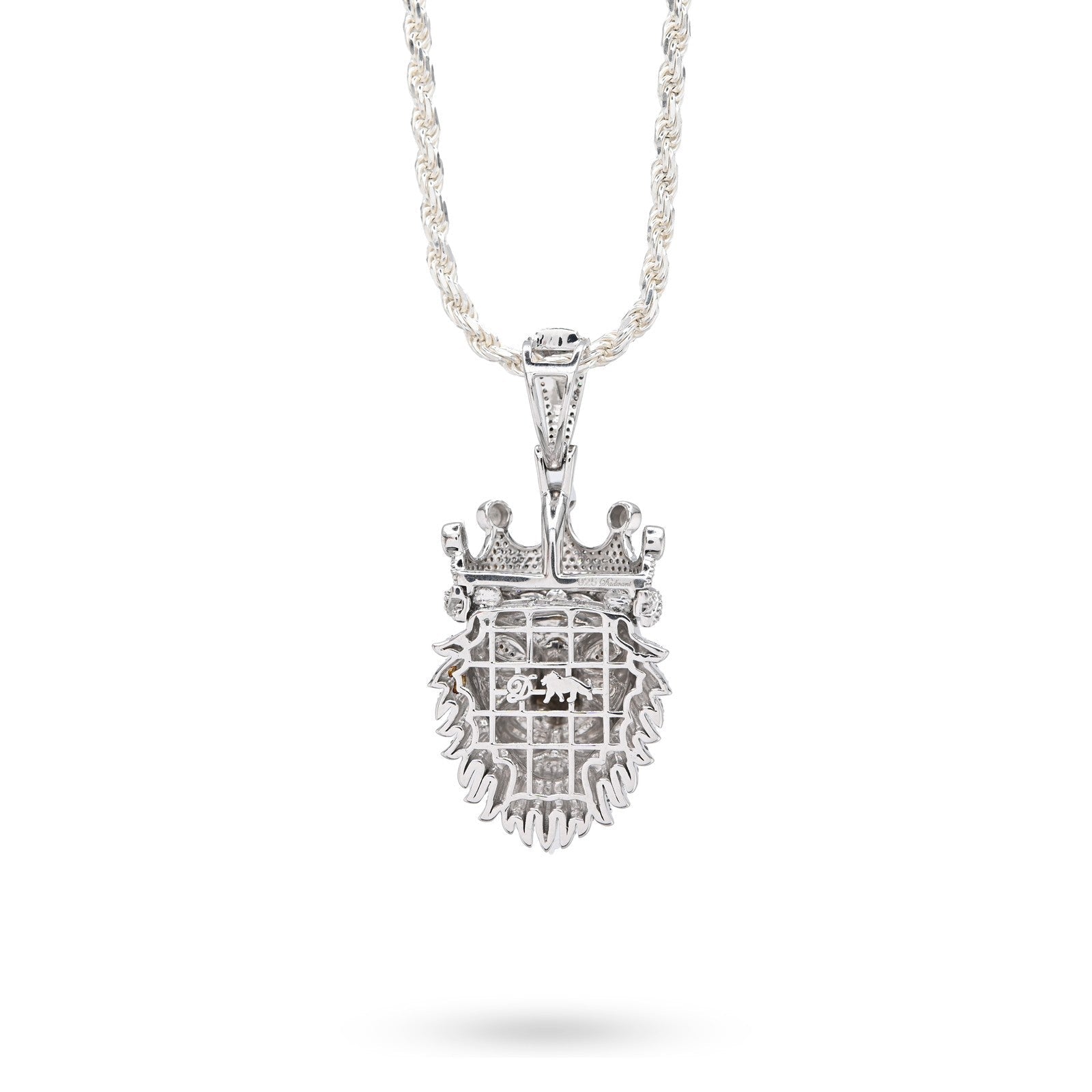 925 Sterling Silver 0.73CTW Natural Diamond Lion Head Mens Pendant 11.9g Charm - Elite Jewelers - Charms & Pendants