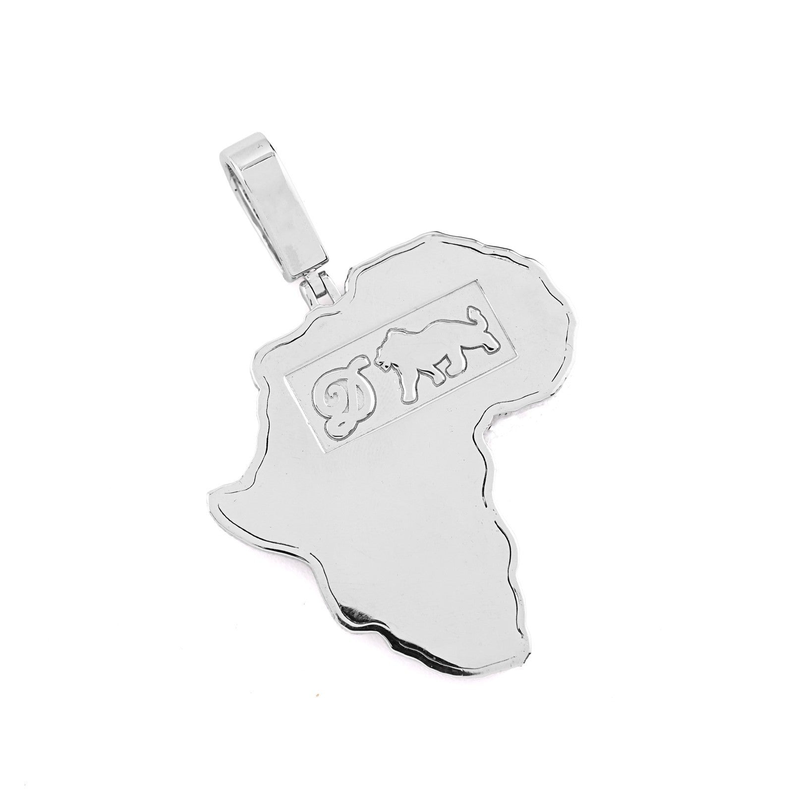 925 Sterling Silver 0.83CTW Natural Diamond Africa Continent Map Pendant 17.1gms - Elite Jewelers - Charms & Pendants