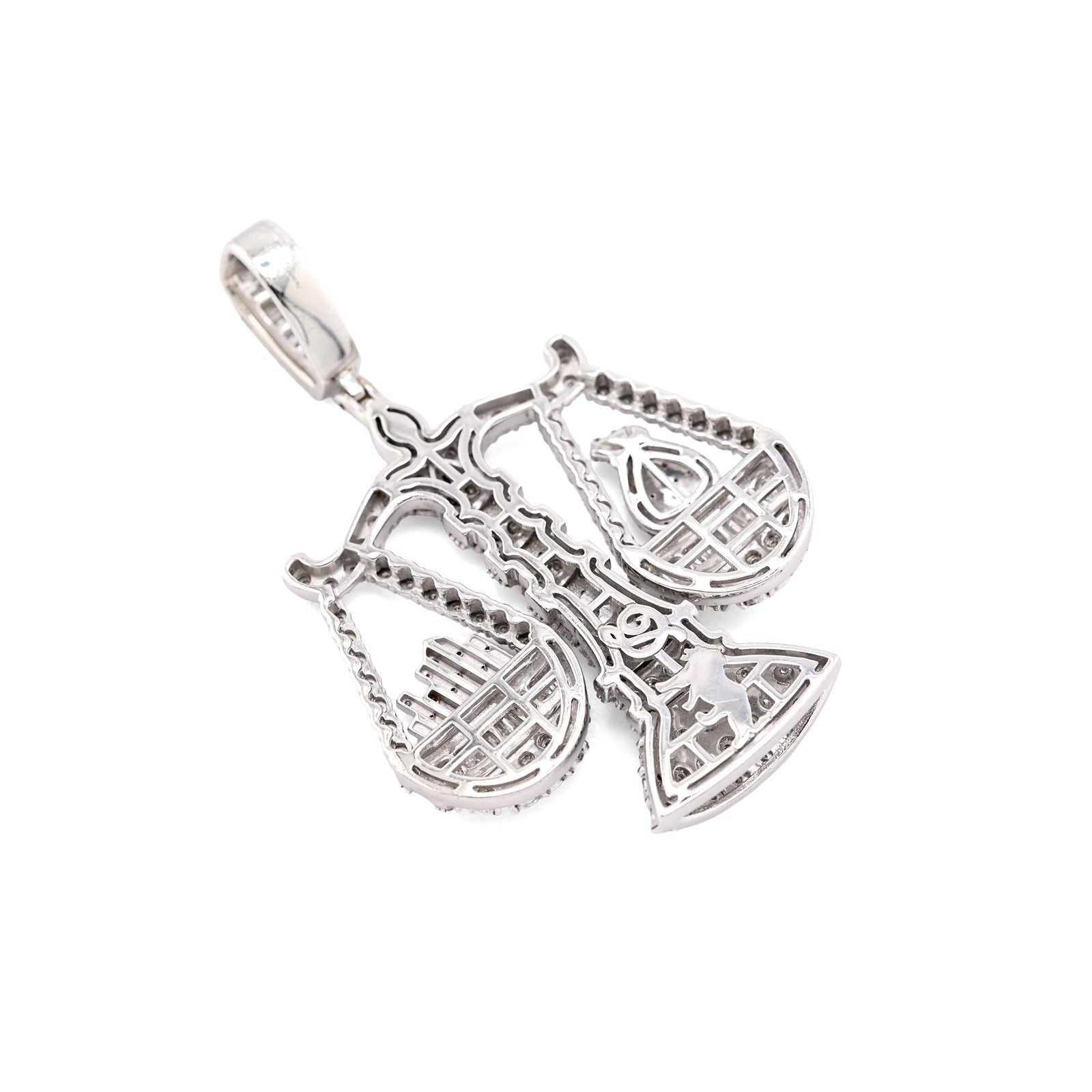 925 Sterling Silver 2.4 CTW Natural Diamond Libra Scale Pendant 16.9g Charm - Elite Jewelers - Charms & Pendants