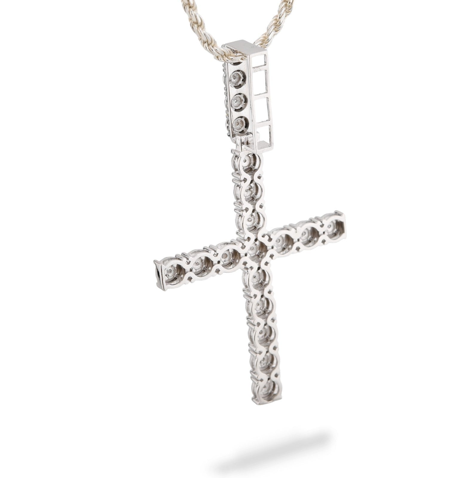925 Sterling Silver 7.6gms 0.6CTW Natural Diamond Solitaire Cross Pendant Charm - Elite Jewelers - Charms & Pendants