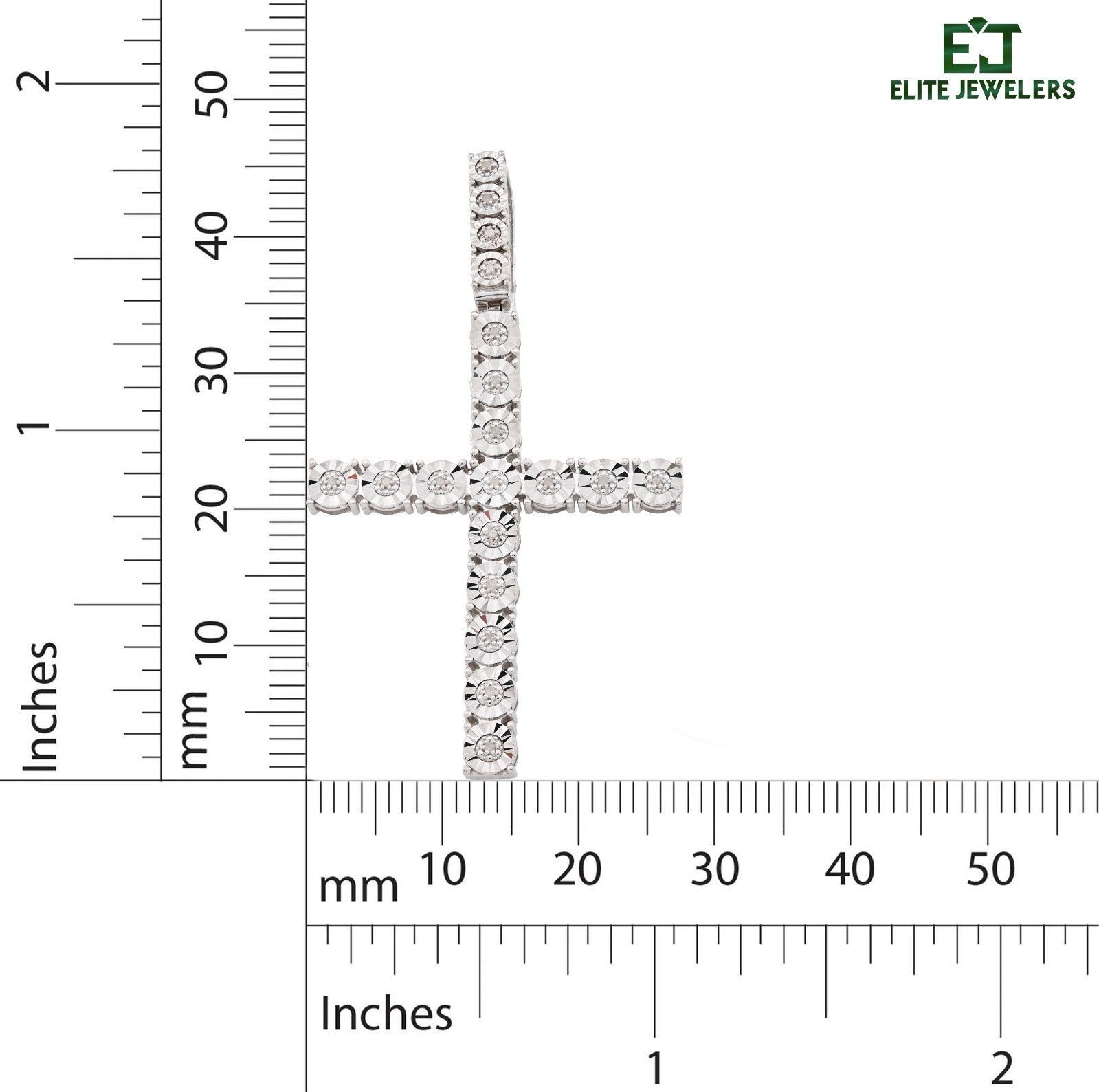925 Sterling Silver 7.6gms 0.6CTW Natural Diamond Solitaire Cross Pendant Charm - Elite Jewelers - Charms & Pendants