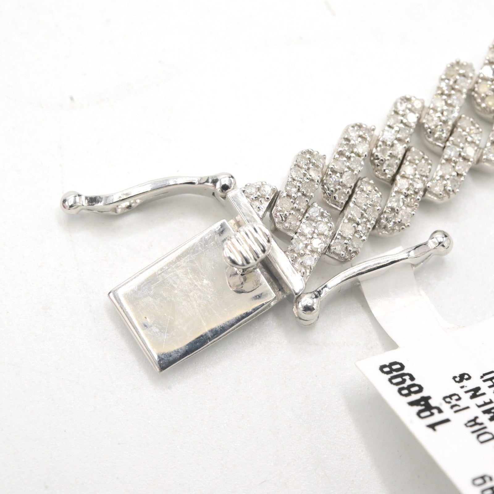 925 Sterling Silver Men 3.25CTW Natural Diamond Cuban Bracelet 26g Armlet 9MM 8" - Elite Jewelers - Bracelets