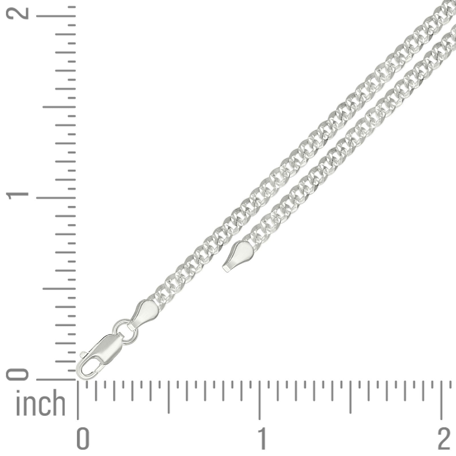925 Sterling Silver Solid Pave Super Flat Cuban Chain 3MM 22In 6.1g Necklace - Elite Jewelers - Necklaces & Chains