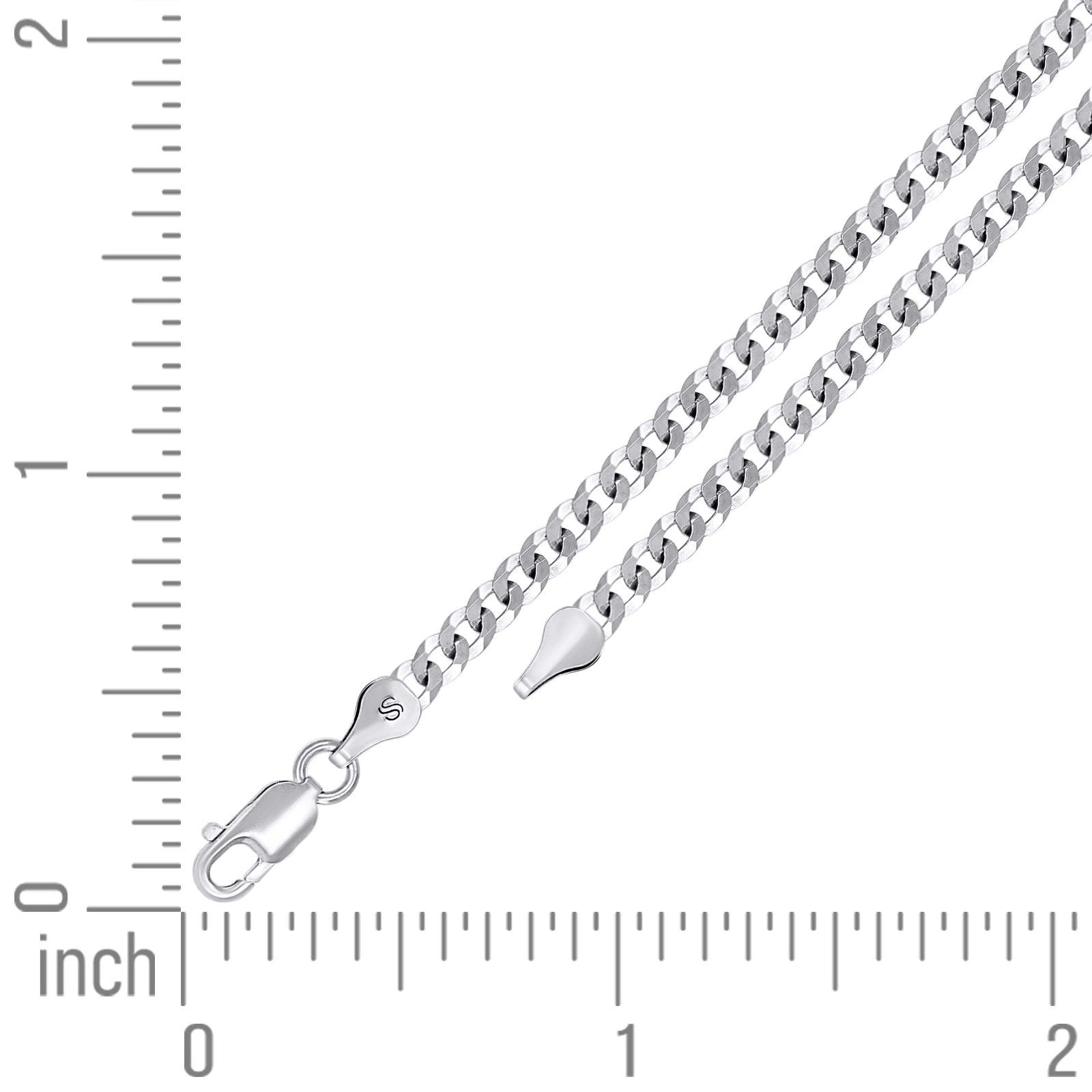 925 Sterling Silver Solid Super Flat Cuban Chain Rhodium 3MM 22In 6.1g Necklace - Elite Jewelers - Necklaces & Chains
