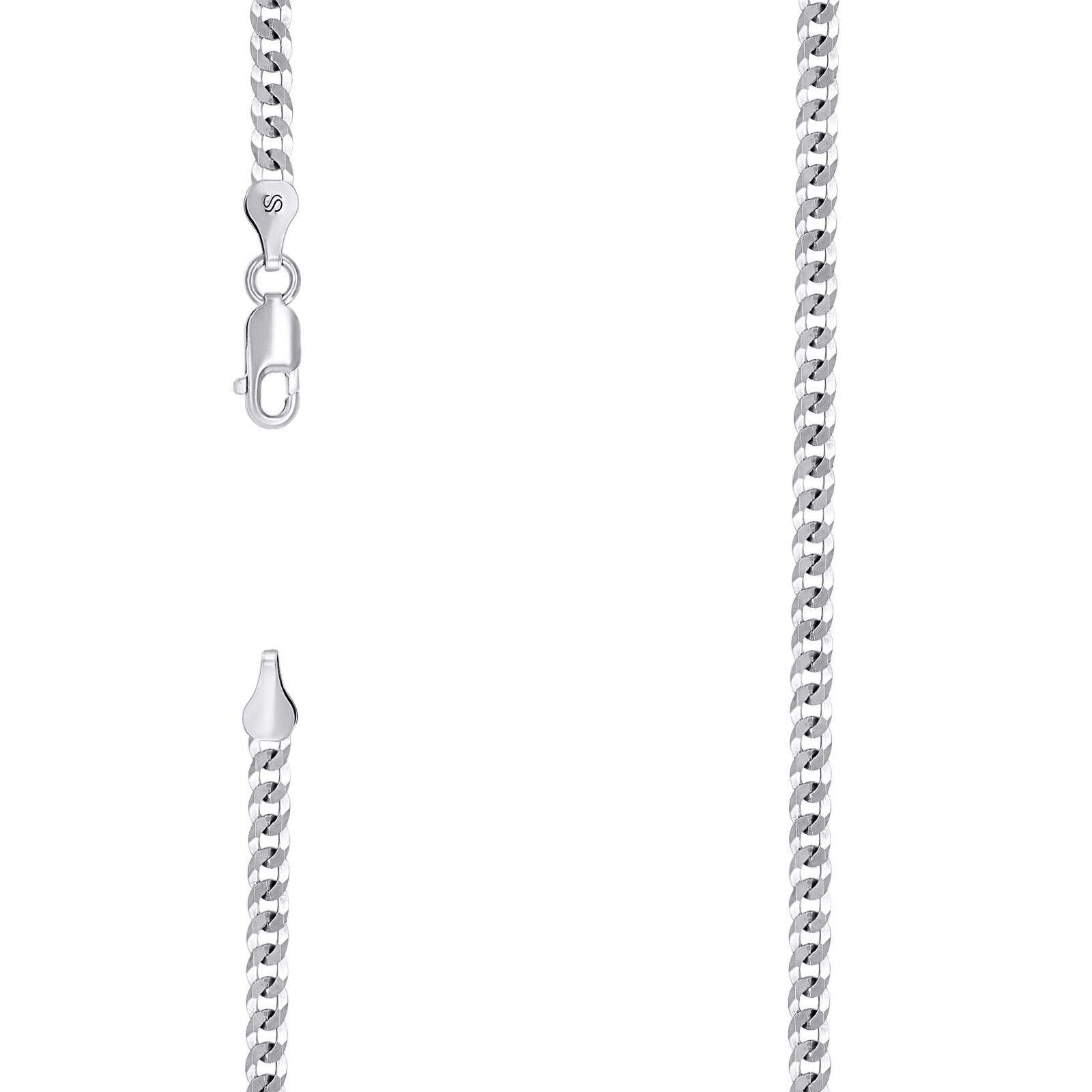 925 Sterling Silver Solid Super Flat Cuban Chain Rhodium 3MM 22In 6.1g Necklace - Elite Jewelers - Necklaces & Chains