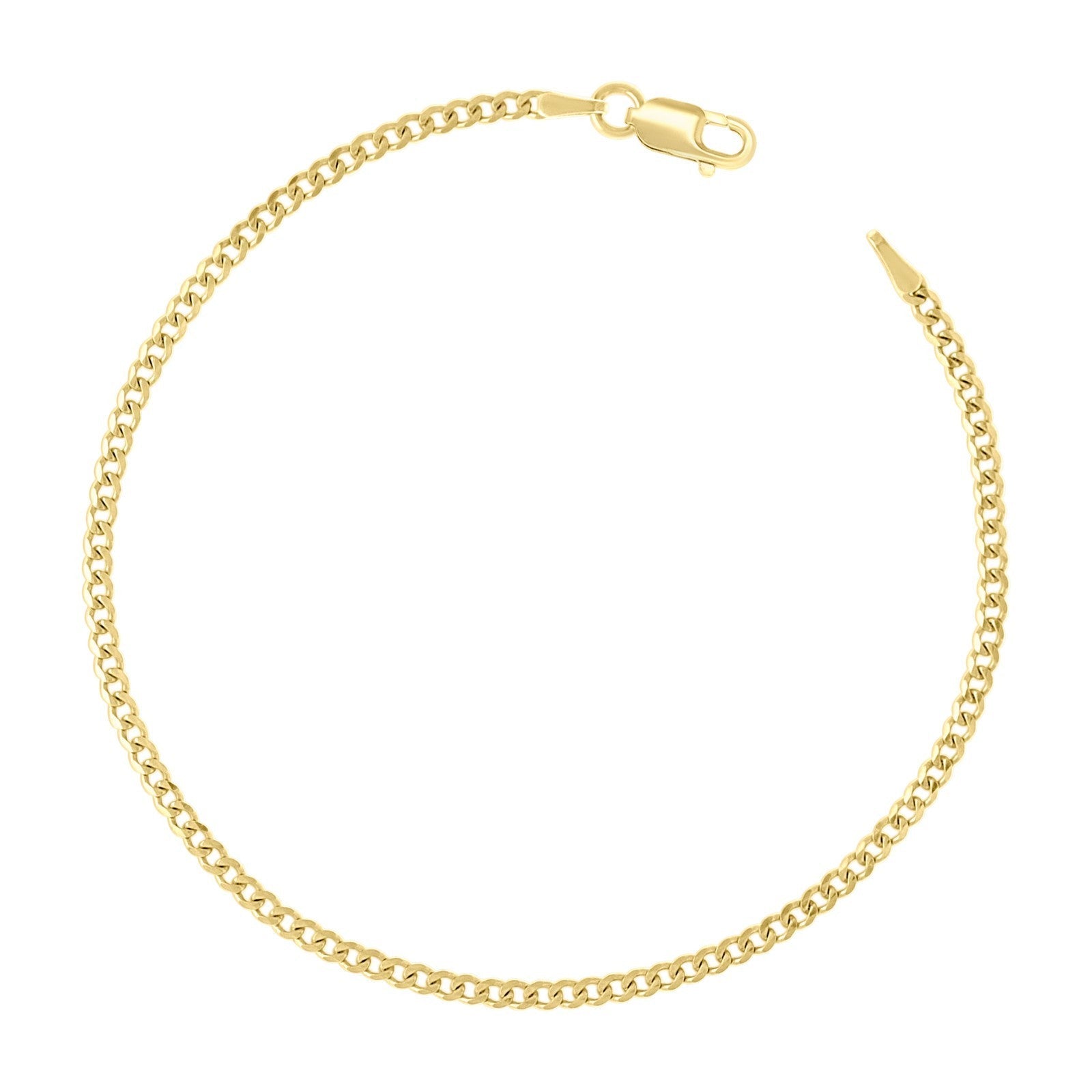 925 Sterling Silver Solid Super Flat Cuban Chain Yellow 2MM 22Inch 5.5g Necklace - Elite Jewelers - Necklaces & Chains