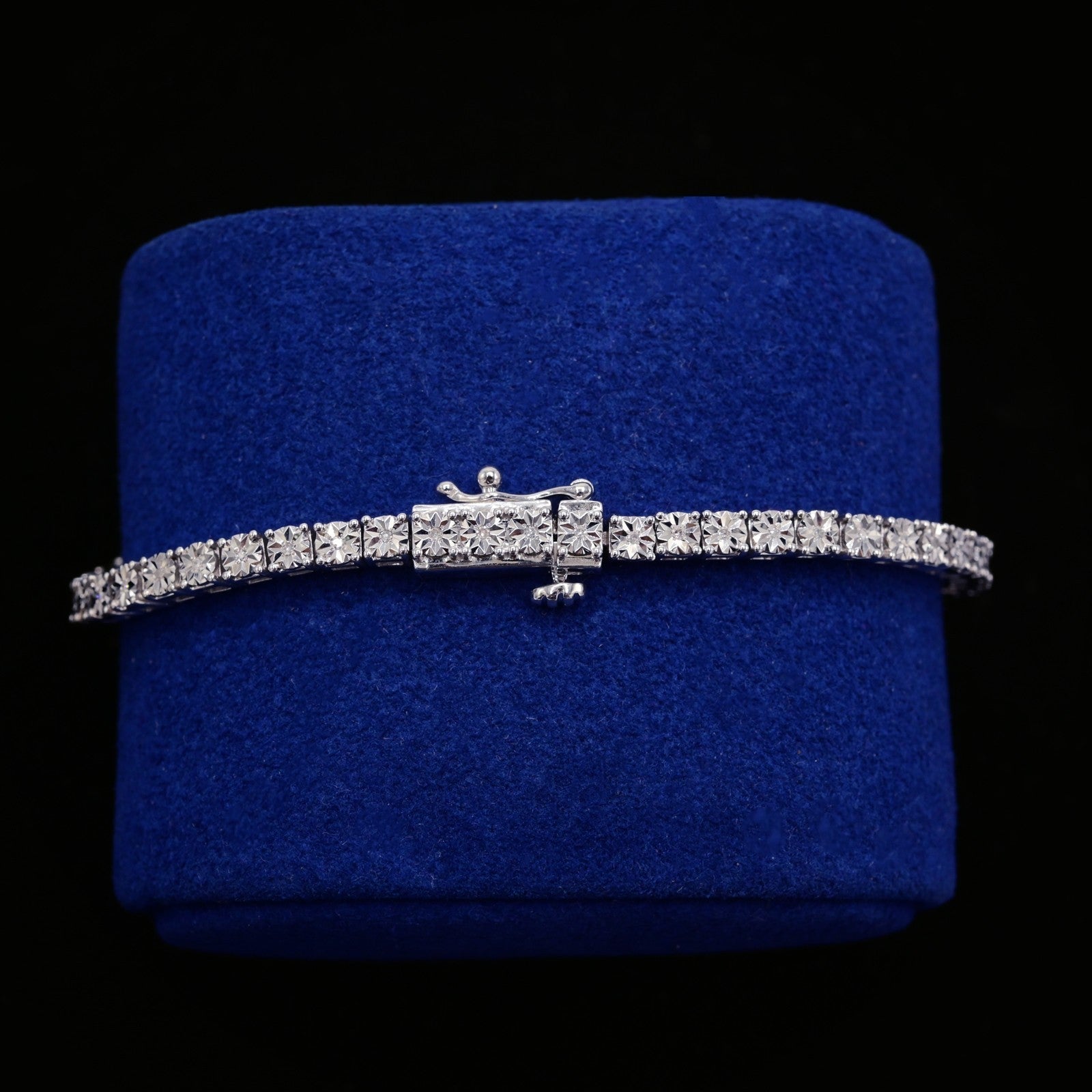 925 Sterling Silver Women 0.16 CTW Diamond Fanouk Tennis Bracelet 6g 7In Armlet - Elite Jewelers - Bracelets