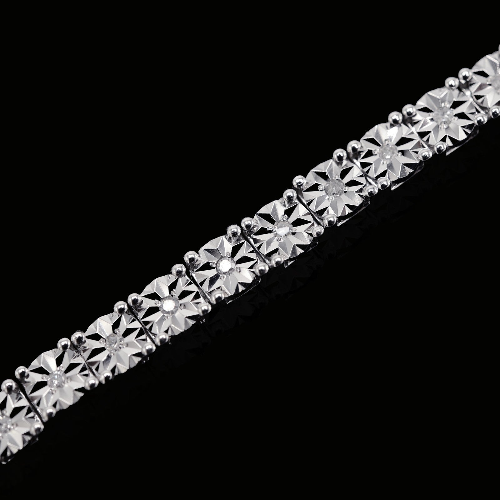 925 Sterling Silver Women 0.16 CTW Diamond Fanouk Tennis Bracelet 6g 7In Armlet - Elite Jewelers - Bracelets