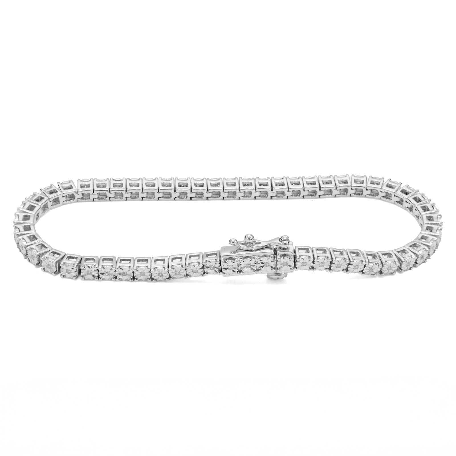 925 Sterling Silver Women 0.16 CTW Diamond Fanouk Tennis Bracelet 6g 7In Armlet - Elite Jewelers - Bracelets