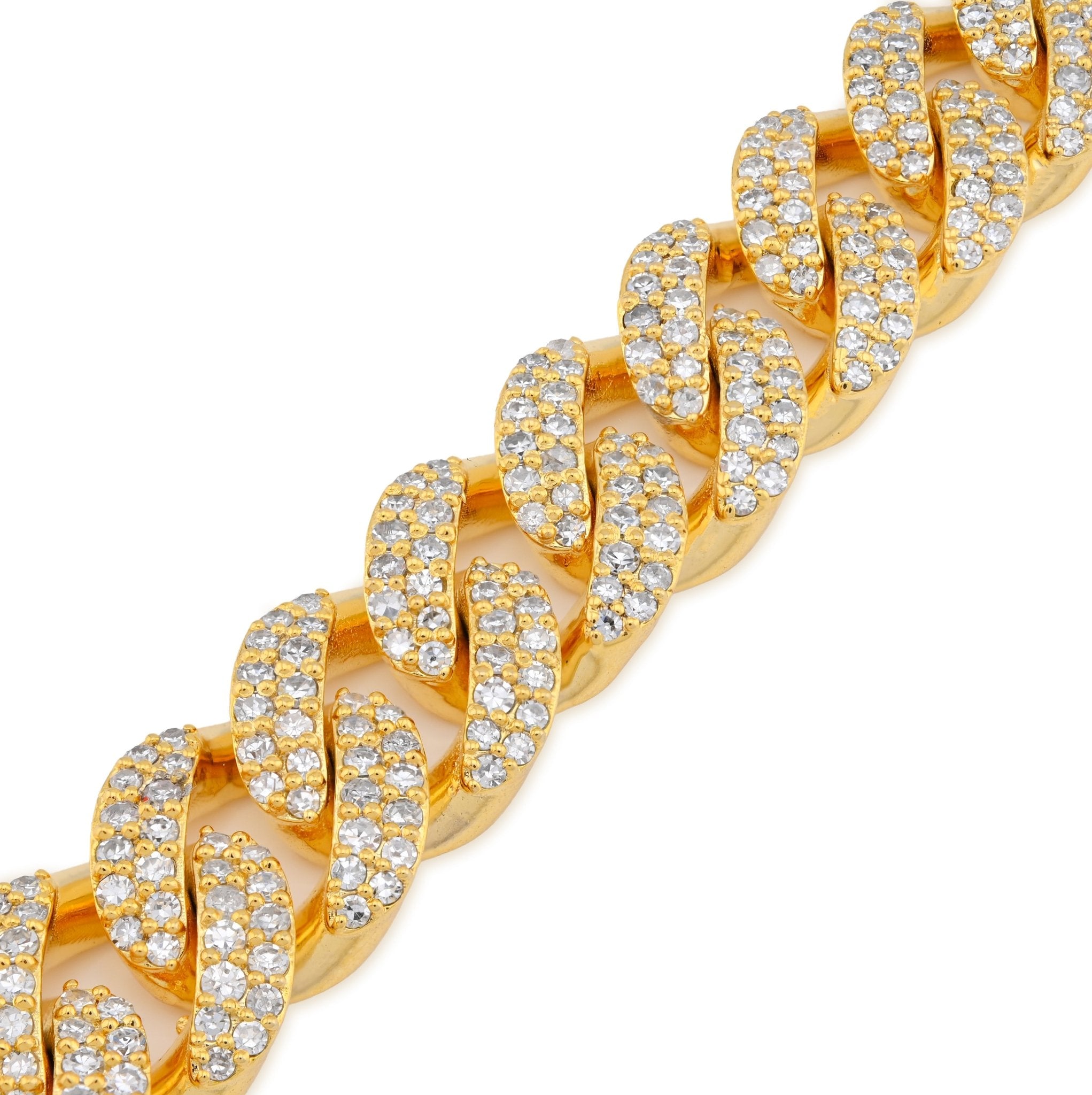 925 Yellow Cuban Link 12MM 9.25CT Lab Diamond 8" Men Bracelet - Elite Jewelers - Bracelets