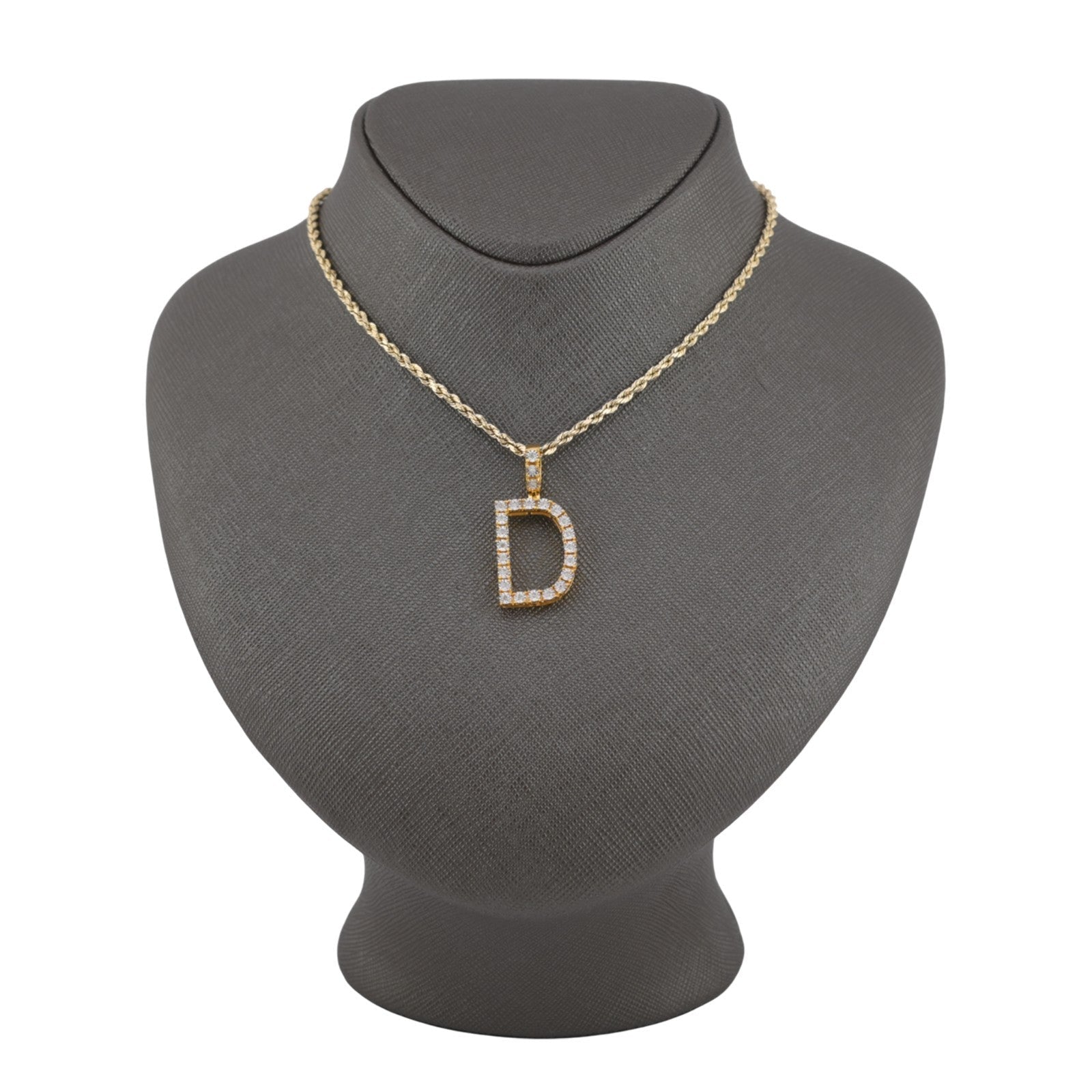 925 Yellow Natural 0.15 CTW Diamond Initial Alphabet "D" Pendant 2g Unisex Charm - Elite Jewelers - Charms & Pendants