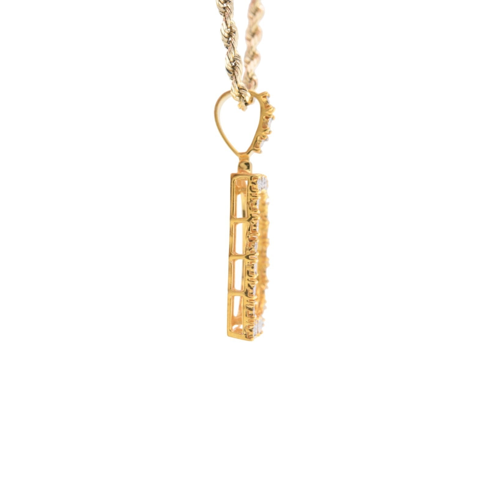 925 Yellow Natural 0.15 CTW Diamond Initial Alphabet "D" Pendant 2g Unisex Charm - Elite Jewelers - Charms & Pendants
