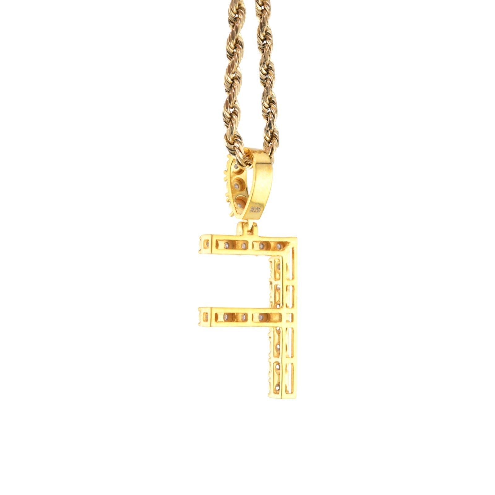 925 Yellow Natural 0.15 CTW Diamond Initial Alphabet "F" Pendant 2g Unisex Charm - Elite Jewelers - Charms & Pendants