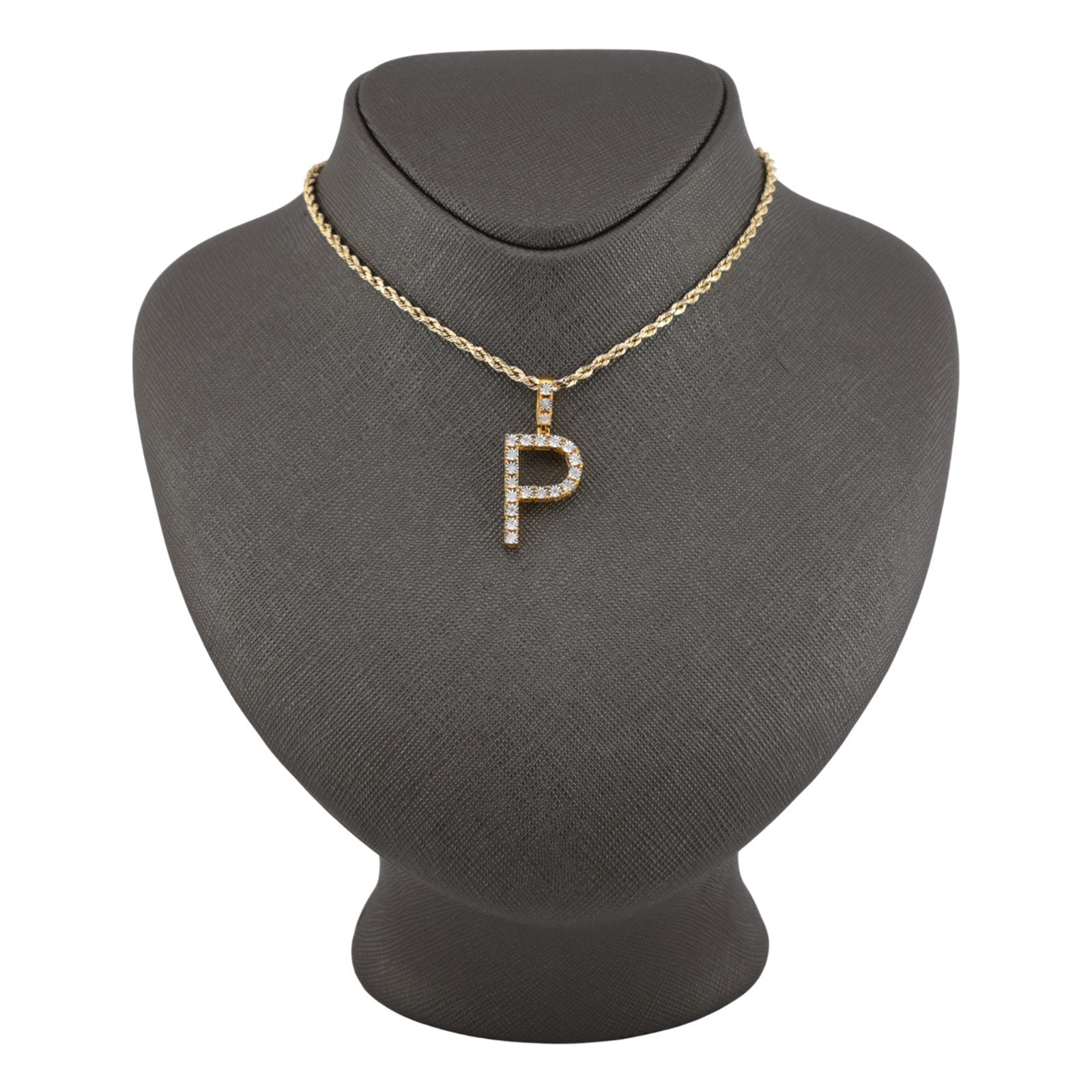 925 Yellow Natural 0.15 CTW Diamond Initial Alphabet "P" Pendant 2g Unisex Charm - Elite Jewelers - Charms & Pendants