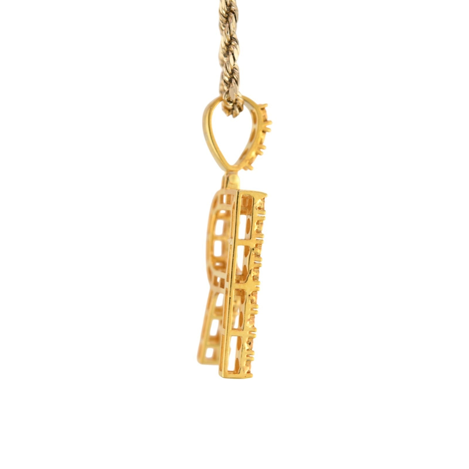 925 Yellow Natural 0.15 CTW Diamond Initial Alphabet "R" Pendant 2g Unisex Charm - Elite Jewelers - Charms & Pendants