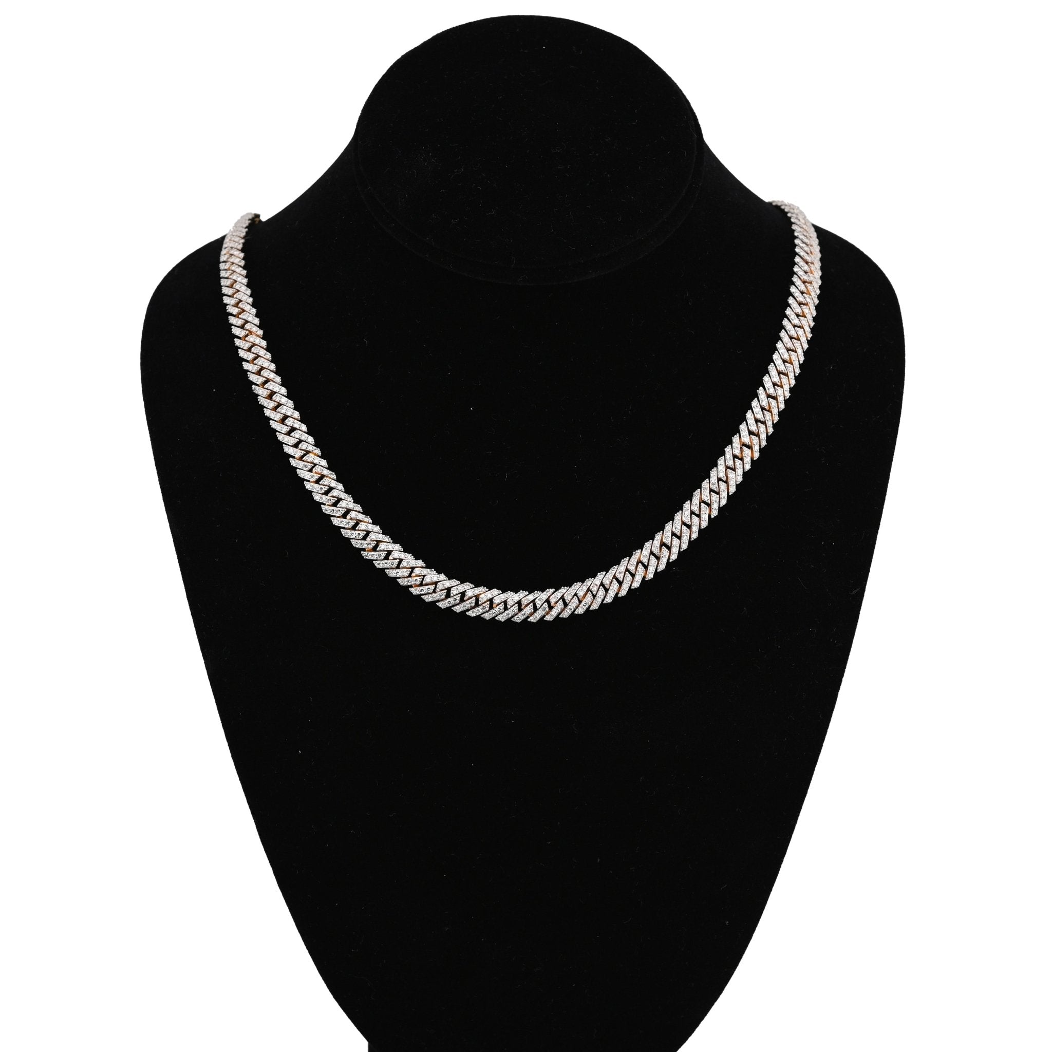 925 Yellow Silver 12.87CT 8MM Lab Diamond Snake Cuban Link Chain 21" Necklace - Elite Jewelers - Necklaces