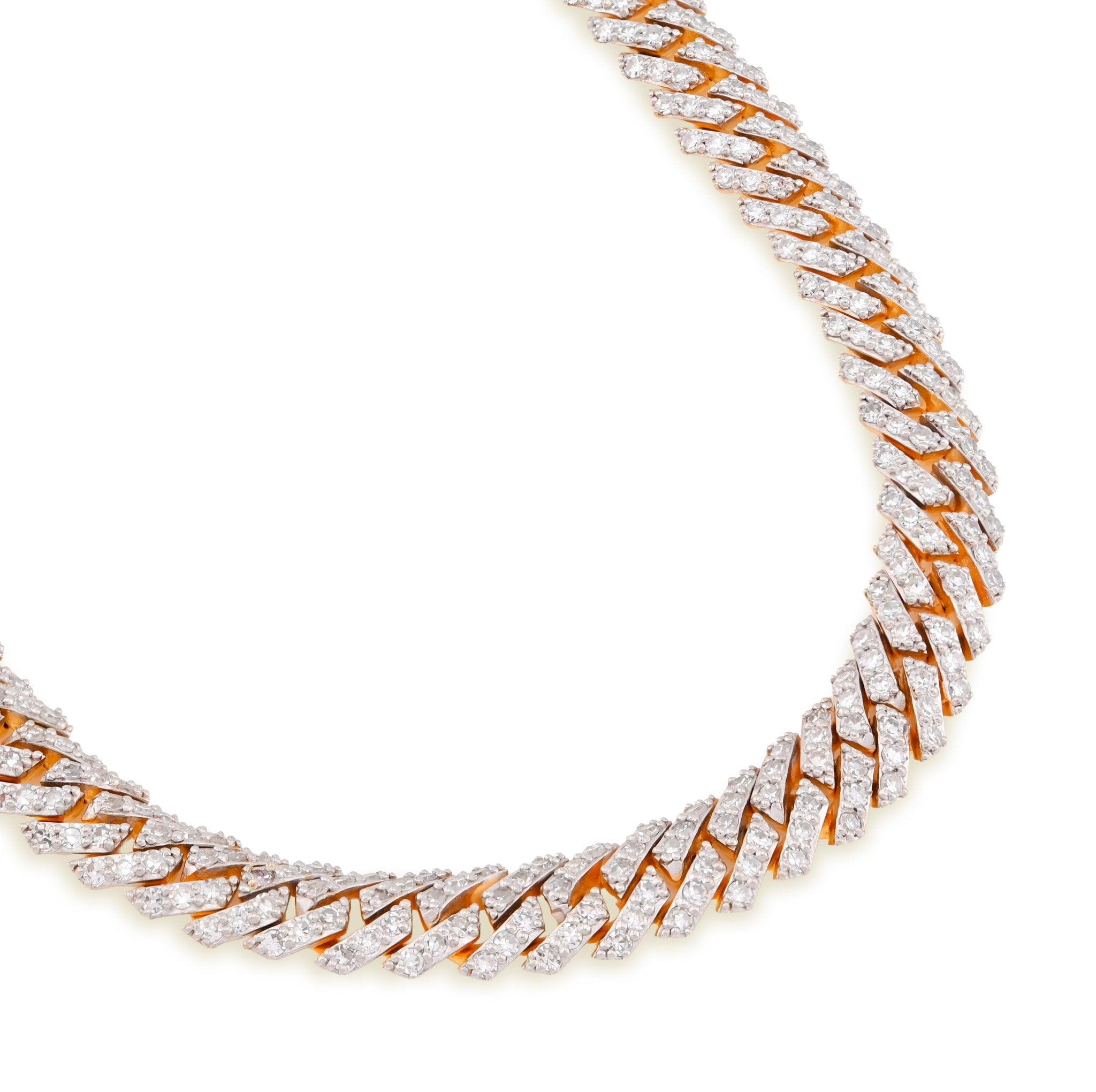 925 Yellow Silver 12.87CT 8MM Lab Diamond Snake Cuban Link Chain 21" Necklace - Elite Jewelers - Necklaces