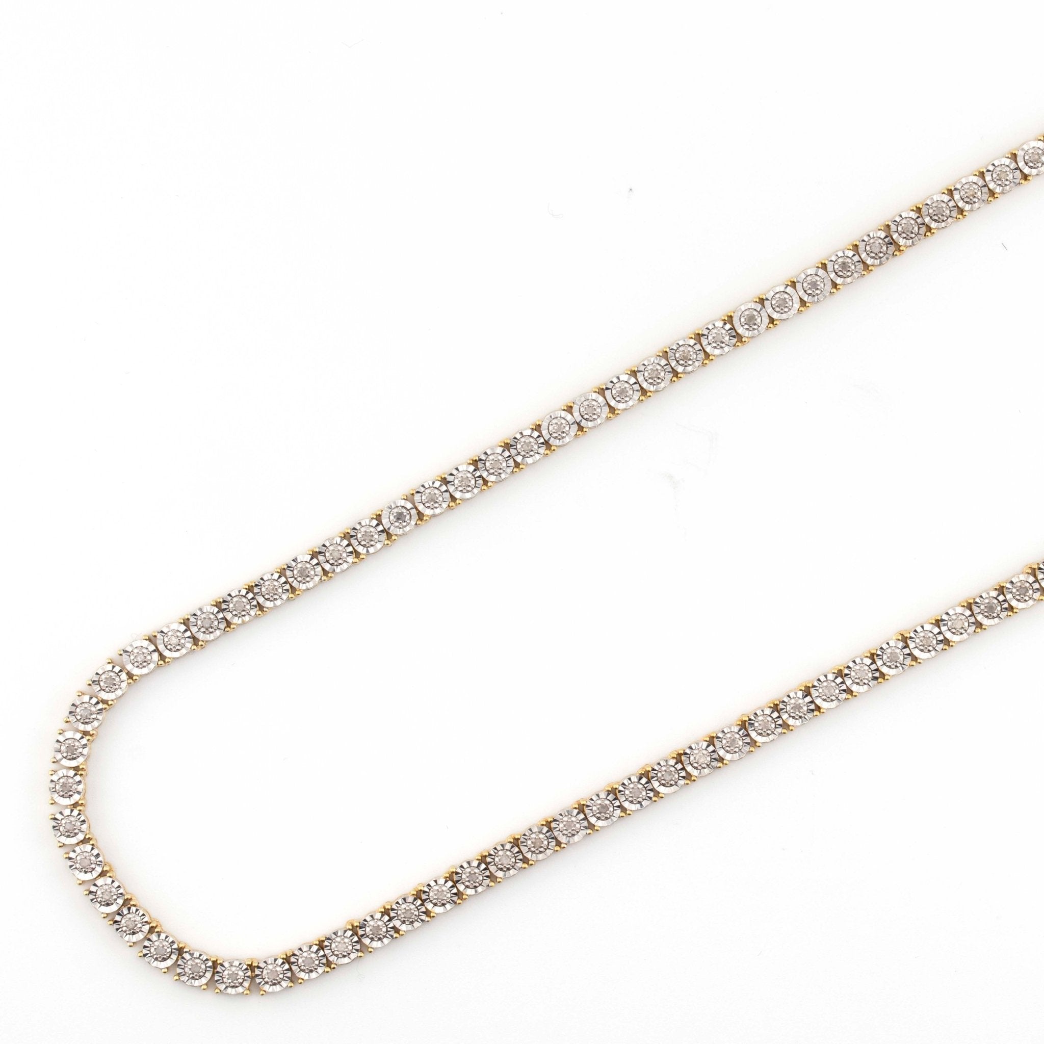 925 Yellow Silver Tennis Chain Natural Diamonds 22 Inches 2.50 Ctw - Elite Jewelers - Necklaces & Chains
