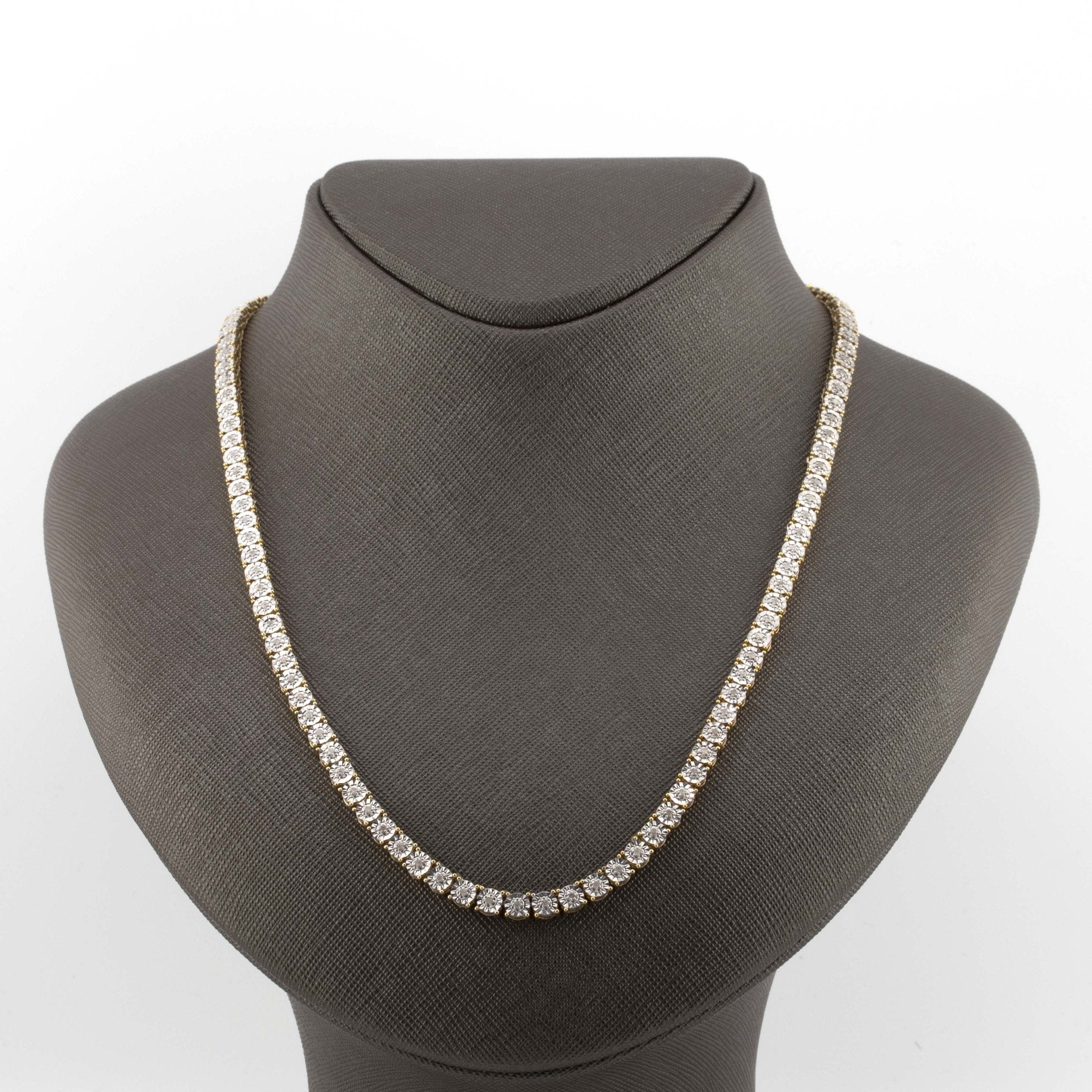 925 Yellow Silver Tennis Chain Natural Diamonds 22 Inches 2.50 Ctw - Elite Jewelers - Necklaces & Chains