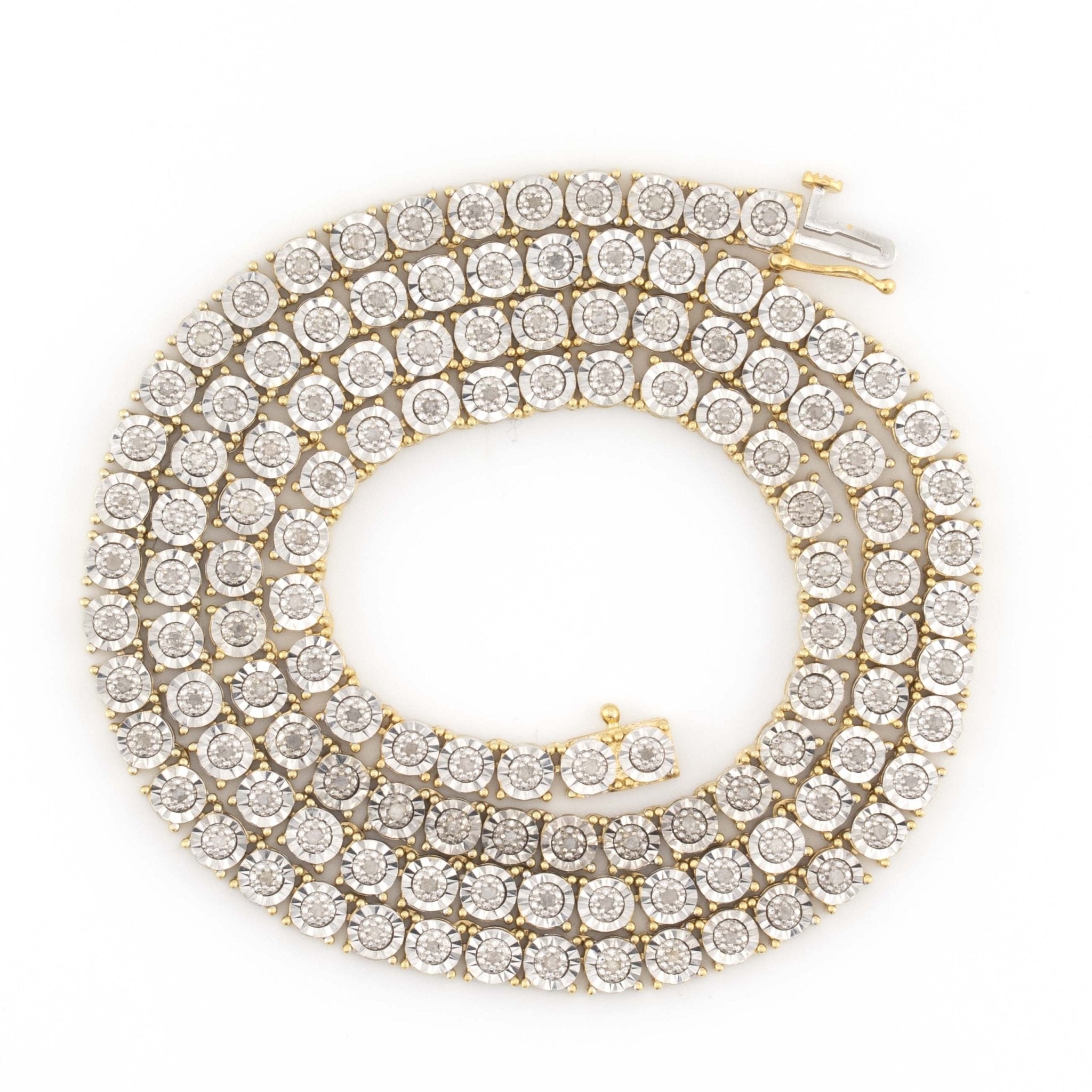 925 Yellow Silver Tennis Chain Natural Diamonds 22 Inches 2.50 Ctw - Elite Jewelers - Necklaces & Chains