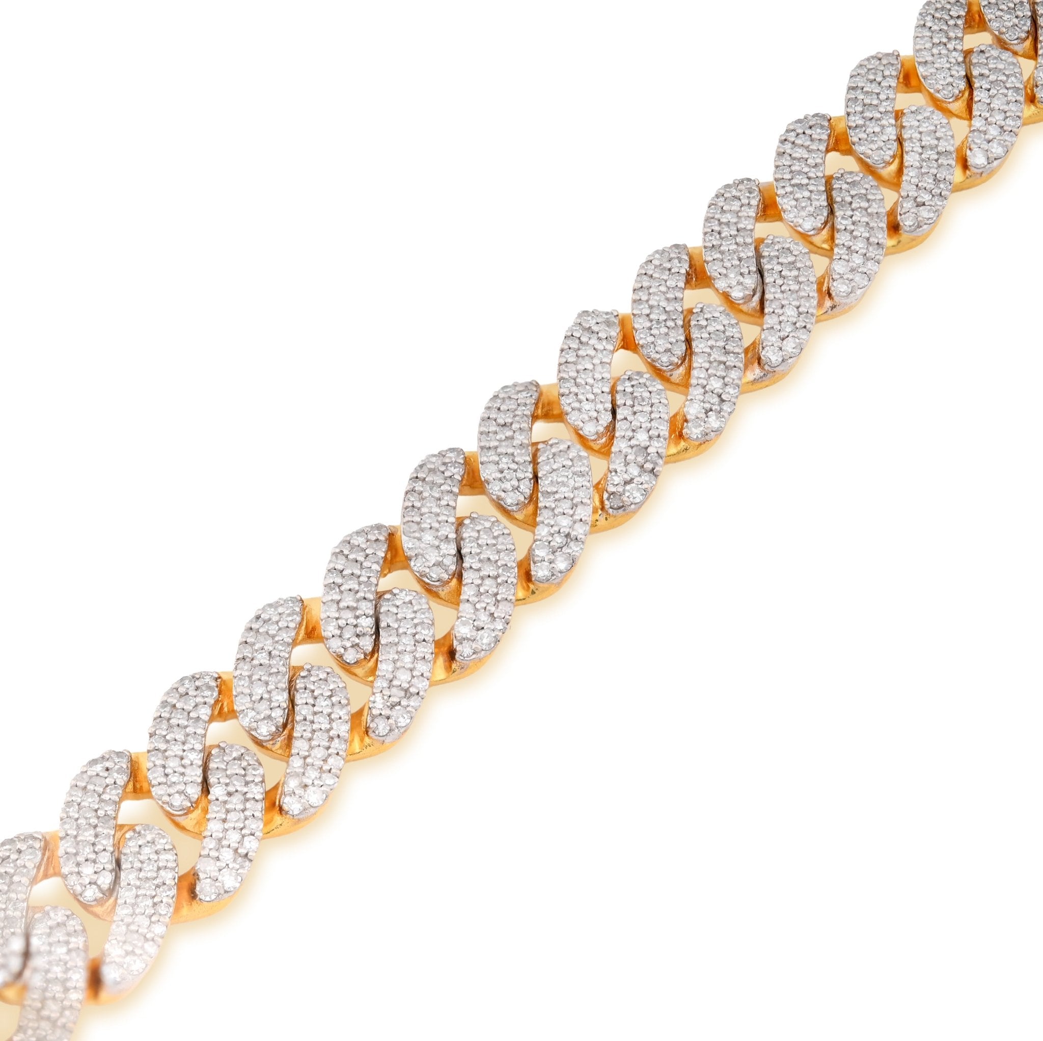 925 Yellow SS 3.52CT Natural Diamond Curb Cuban Link 8.5MM Men Women 8" Bracelet - Elite Jewelers - Bracelets