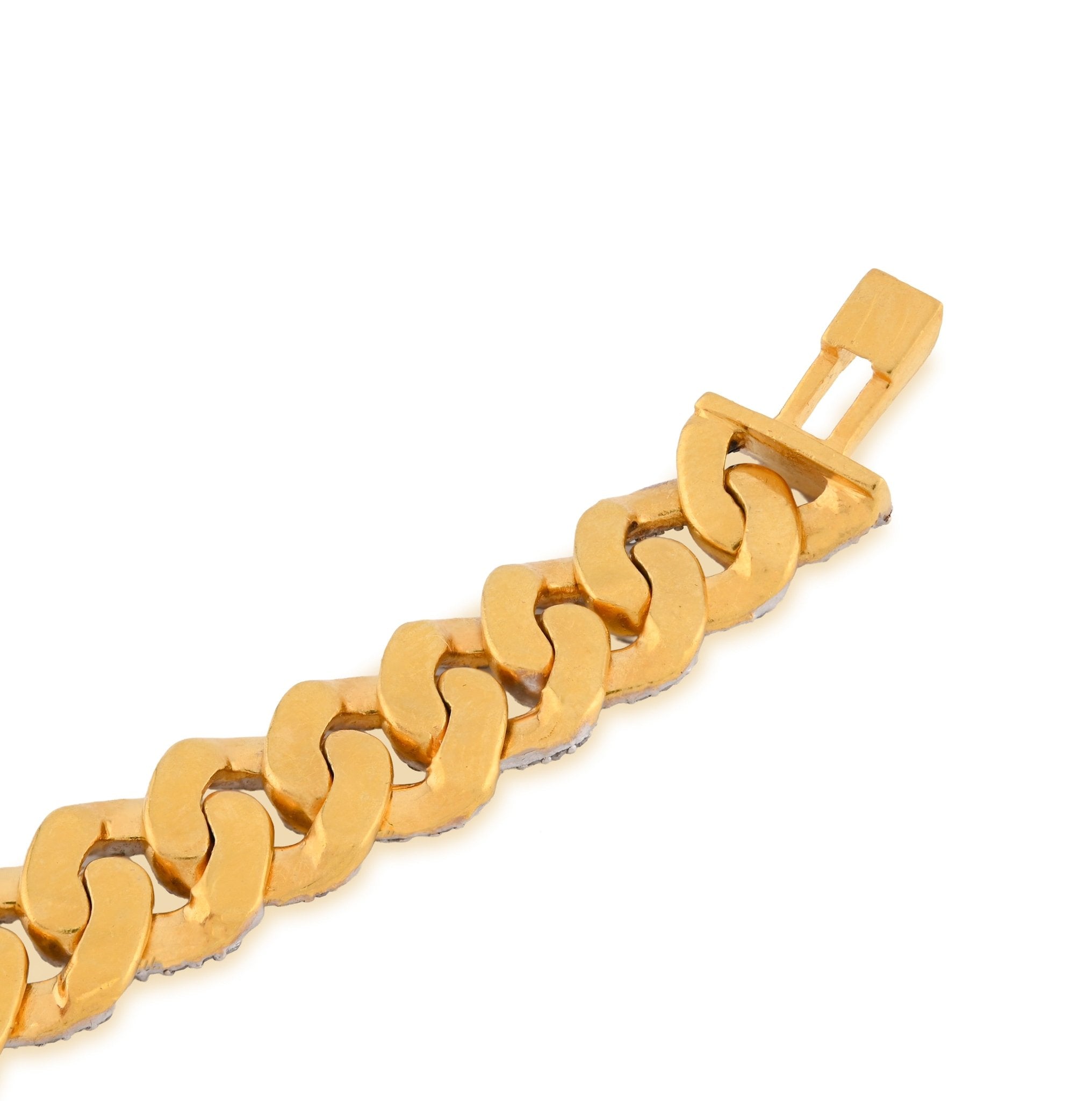 925 Yellow SS 3.52CT Natural Diamond Curb Cuban Link 8.5MM Men Women 8" Bracelet - Elite Jewelers - Bracelets
