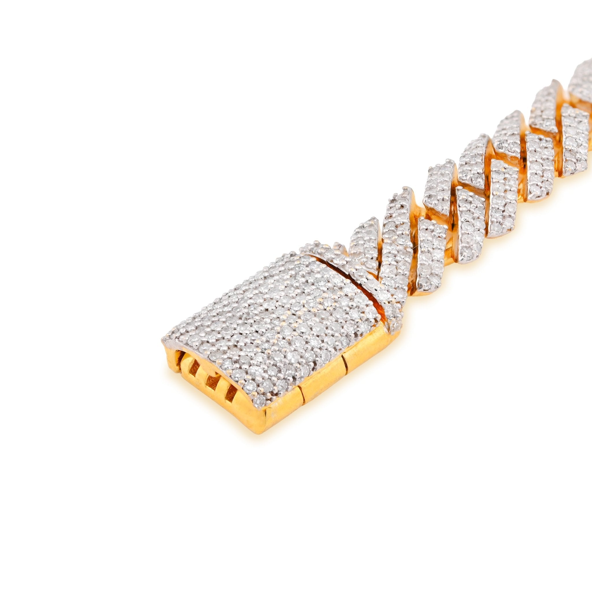 925 Yellow SS 3.7CT Snake Cuban Link 8.5MM Natural Diamond Men 8" Bracelet - Elite Jewelers - Bracelets