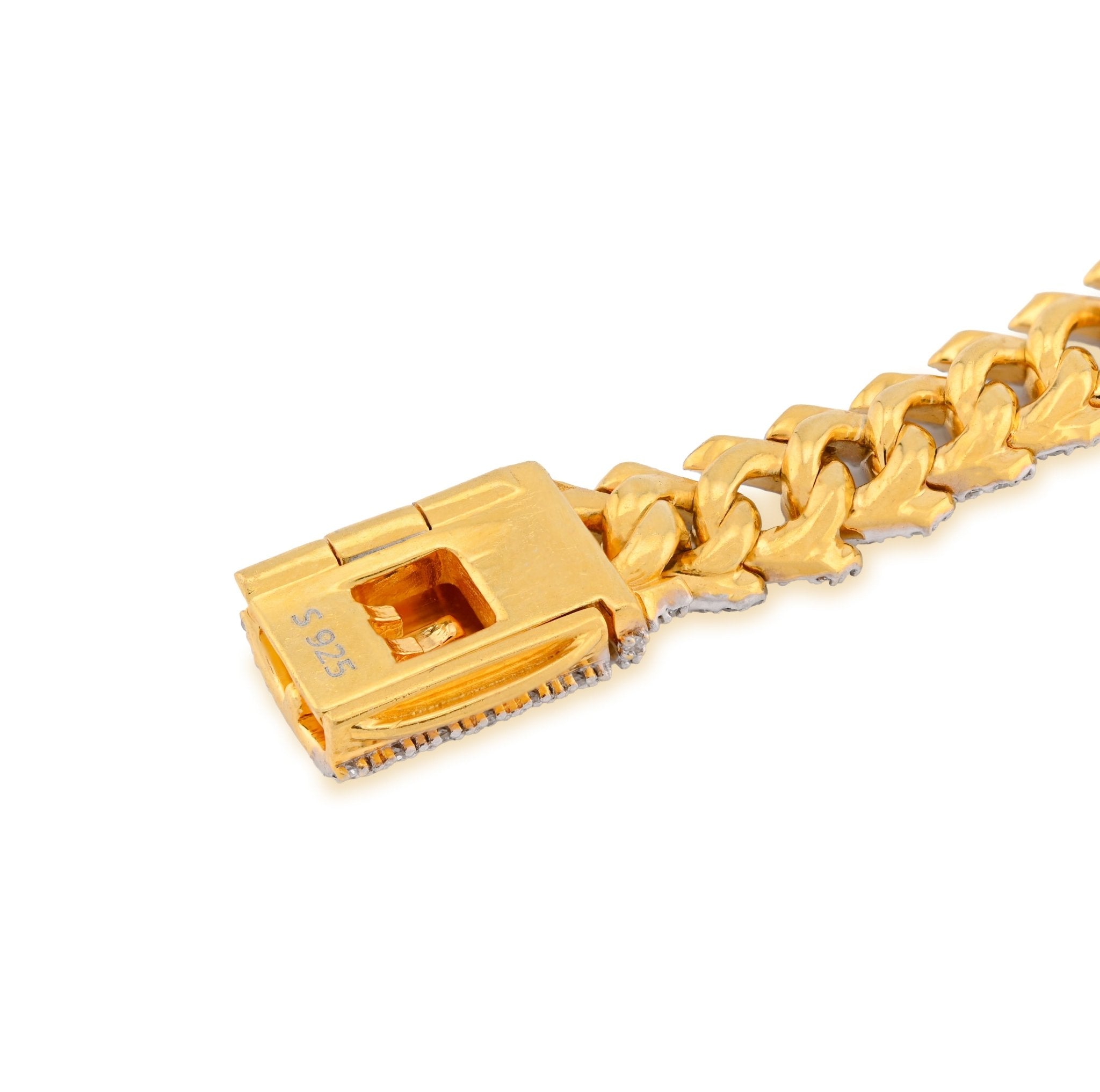 925 Yellow SS 3.7CT Snake Cuban Link 8.5MM Natural Diamond Men 8" Bracelet - Elite Jewelers - Bracelets