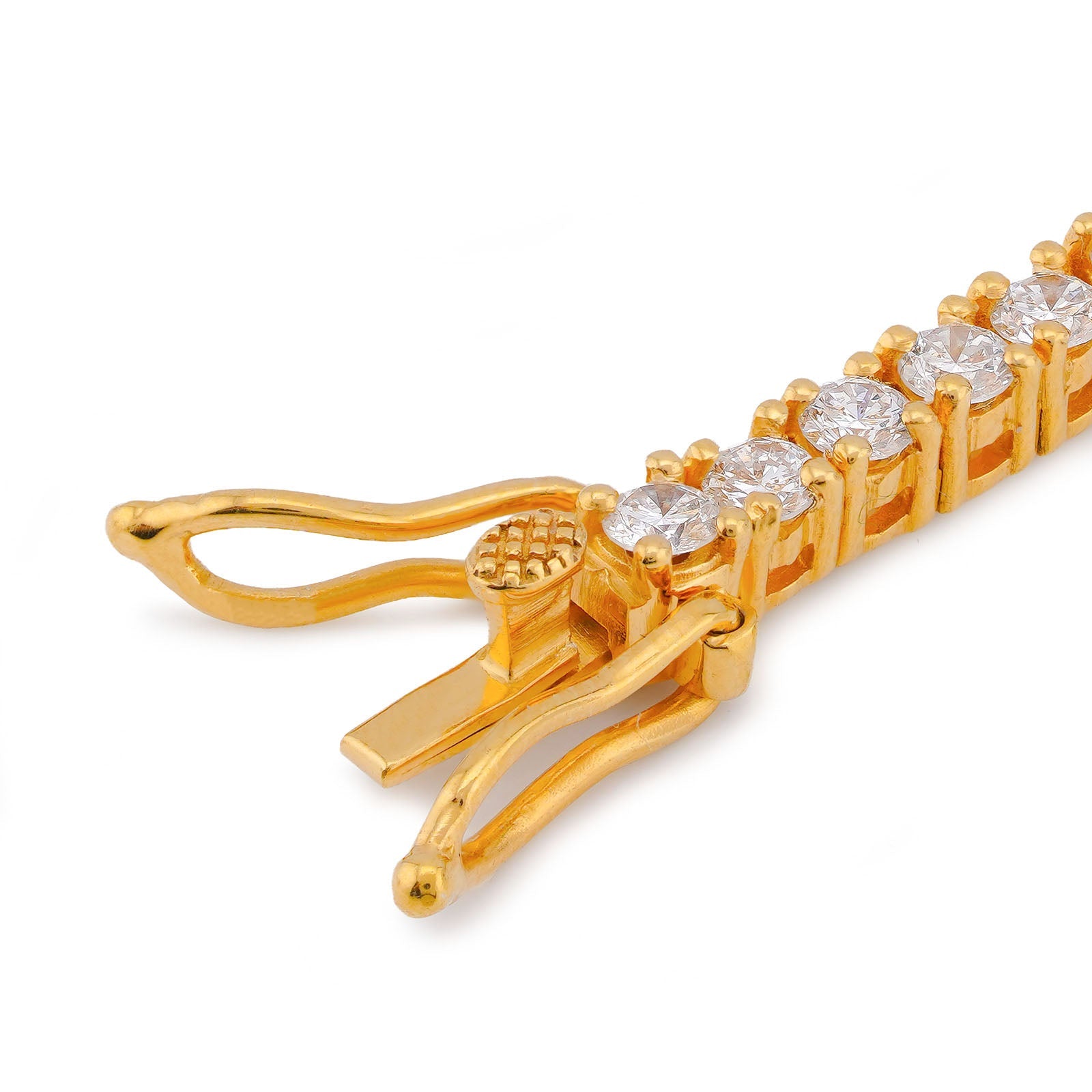 925 Yellow SS 4.30CT 7 Pointer Lab Diamond Tennis Bracelet 7" - Elite Jewelers-Bracelets
