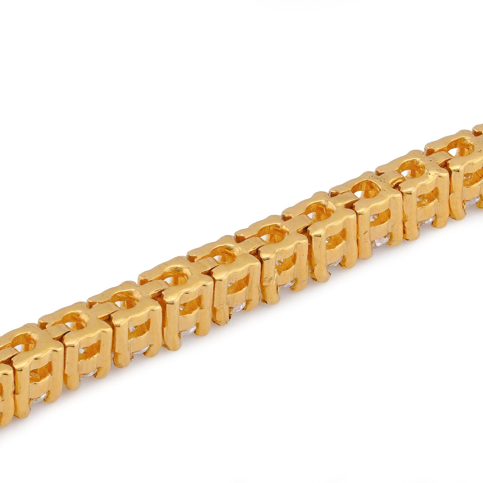 925 Yellow SS 4.30CT 7 Pointer Lab Diamond Tennis Bracelet 7" - Elite Jewelers-Bracelets