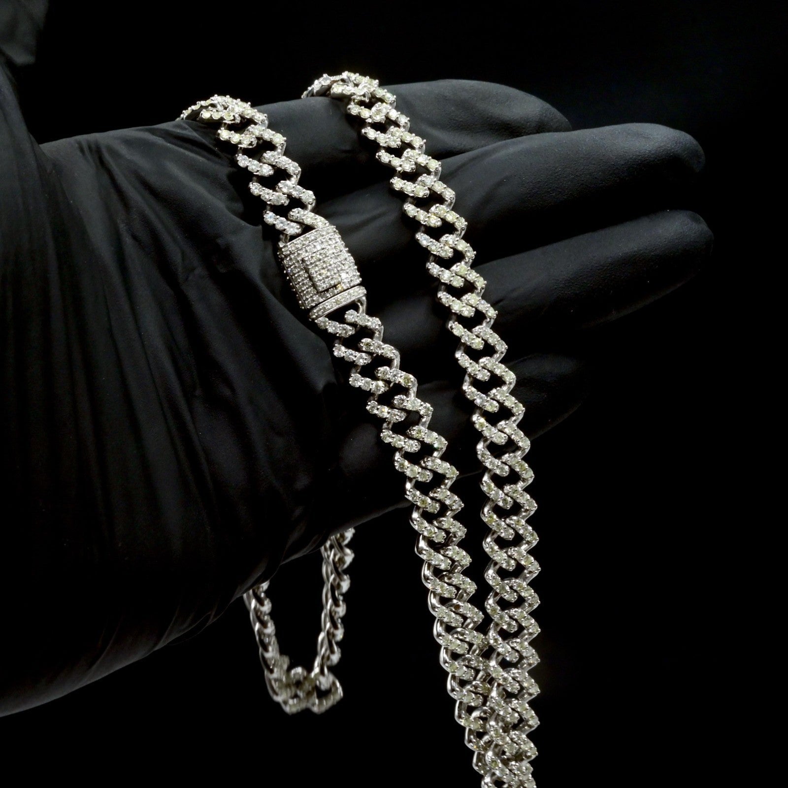 9MM 10k White Gold 18CTW Natural Diamond Cuban Chain 54.1g 22 Inches Necklace - Elite Jewelers - Necklaces & Chains