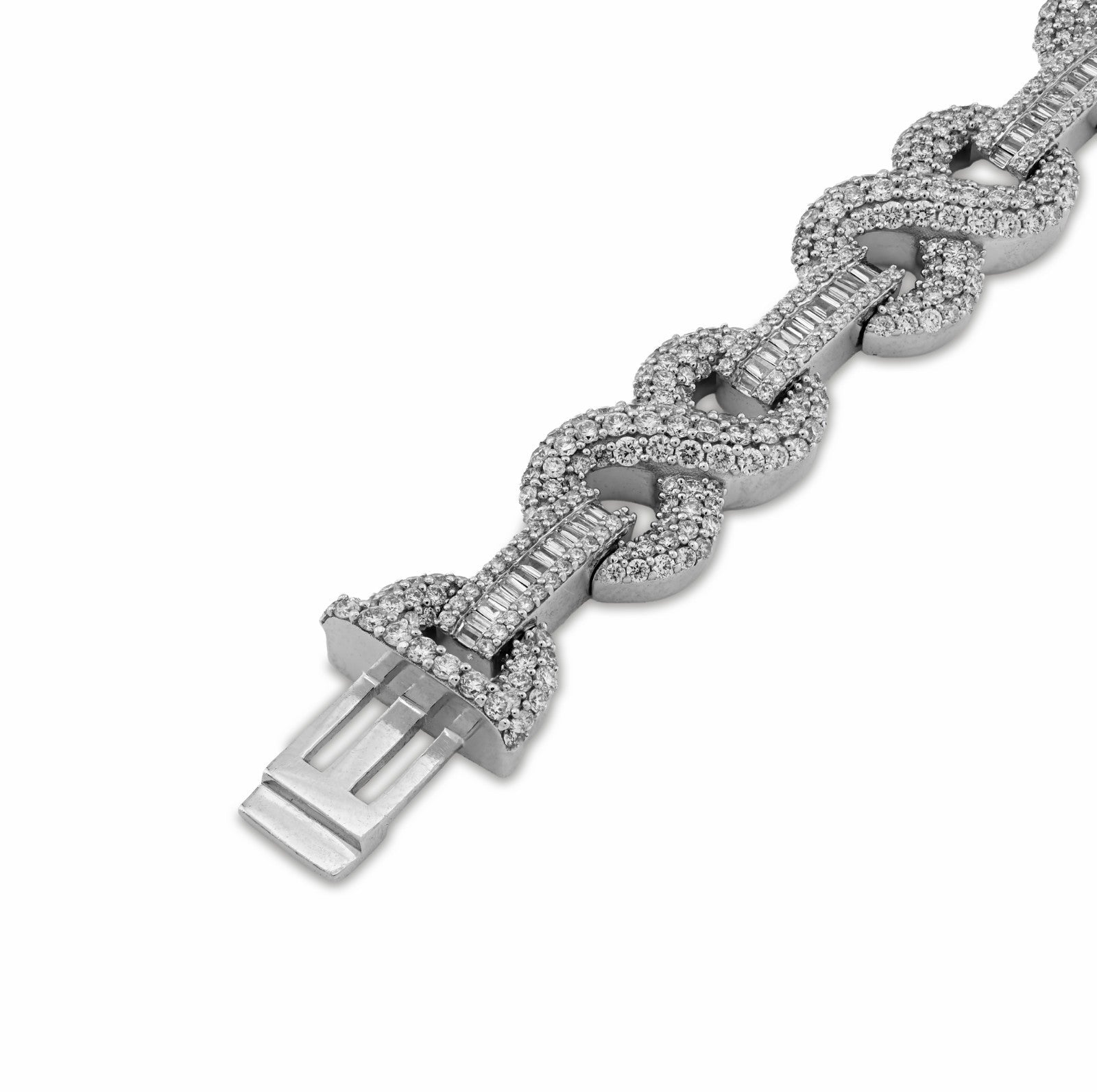 9MM 10k White Gold 32.9g 6.83CT Natural Round/Baguette Diamond Infinity Bracelet - Elite Jewelers - Bracelets