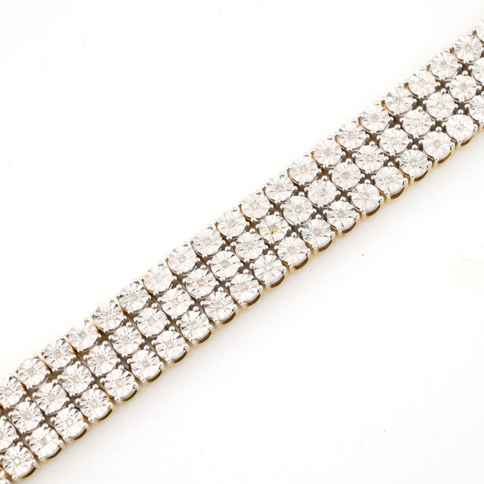 9MM 10k Yellow Gold 24gms 2CTW Natural Diamond Triple Row Tennis Bracelet 8 Inch - Elite Jewelers - Bracelets