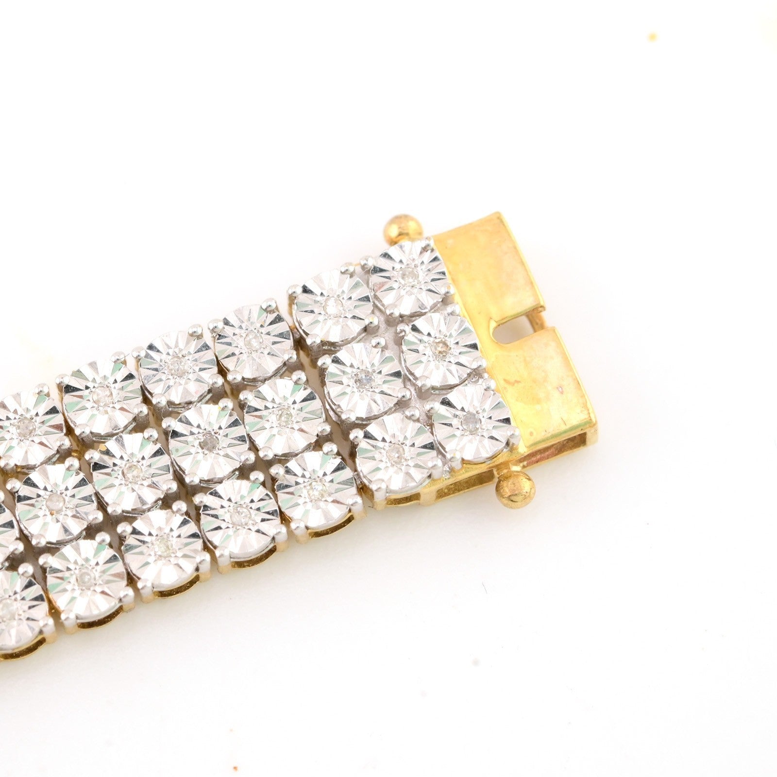 9MM 10k Yellow Gold 24gms 2CTW Natural Diamond Triple Row Tennis Bracelet 8 Inch - Elite Jewelers - Bracelets