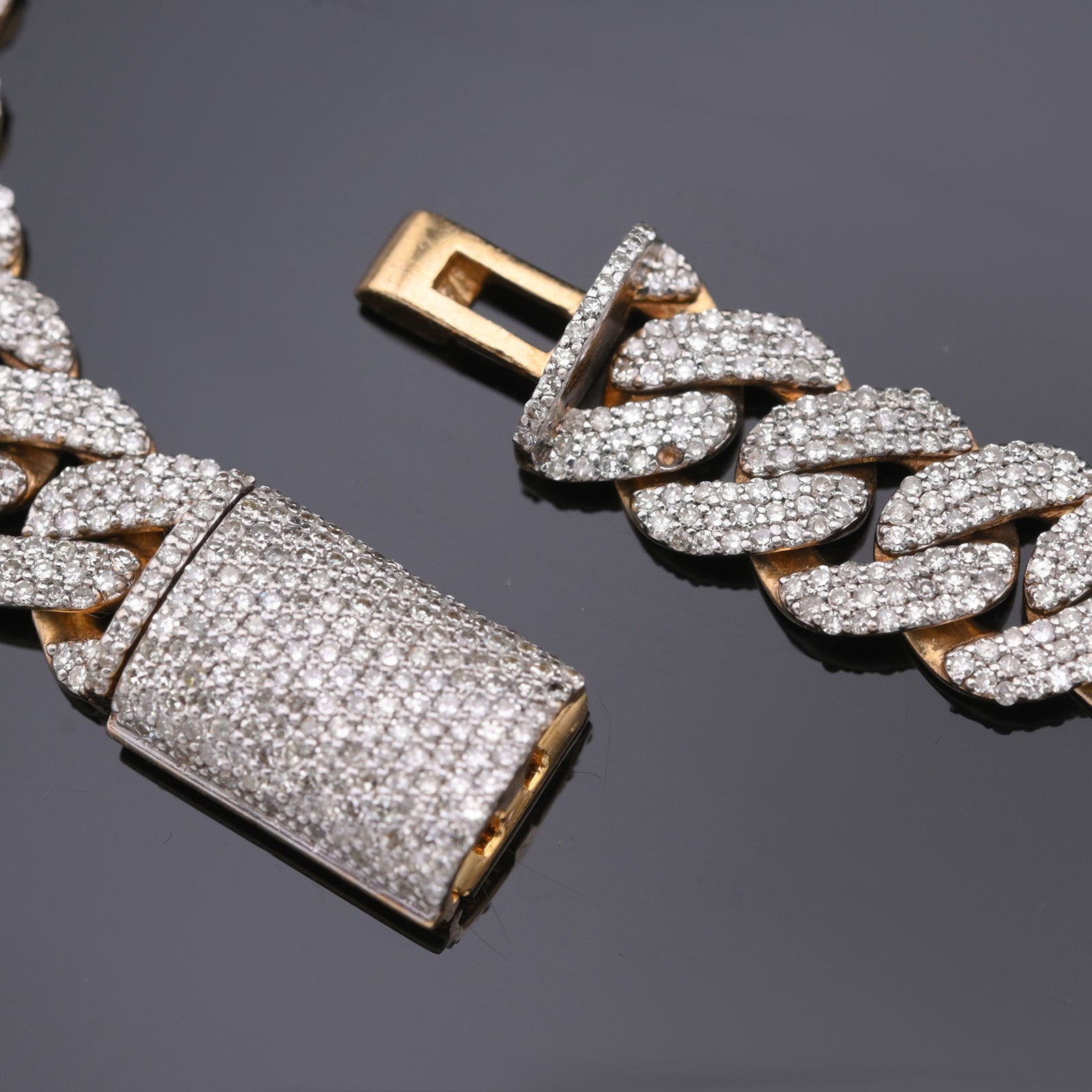 10k Yellow Gold 11.22CT Natural Diamond Cuban Link Chain 10MM Necklace 22 Inch