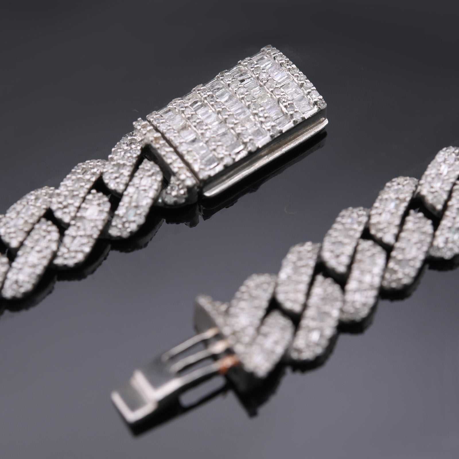 Sterling Silver 16CT lab Diamond Cuban Link Chain Necklace 10mm 22in