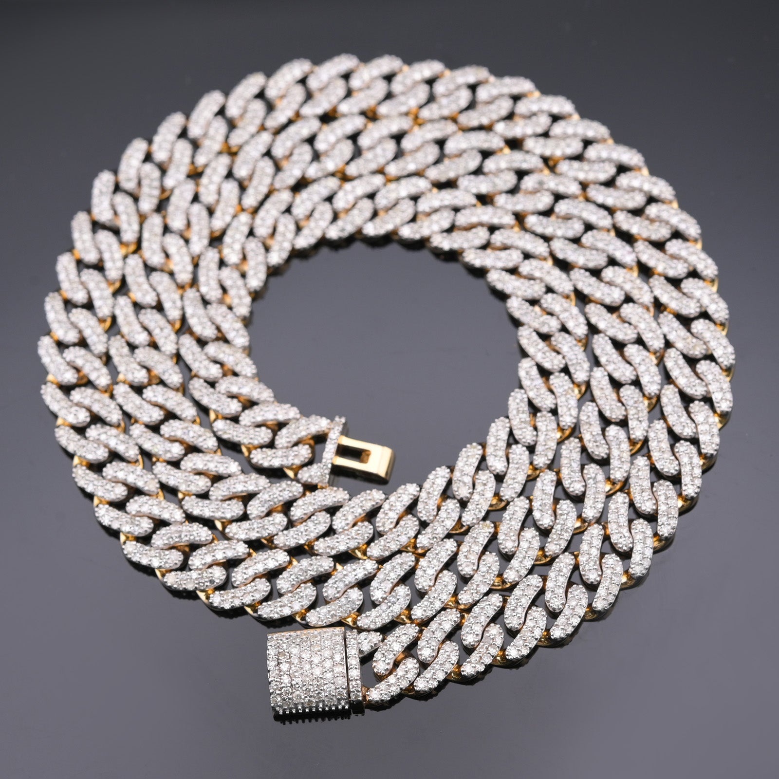 10k Yellow Gold 9.87 CTW Natural Diamond Cuban Link Chain 20" Necklace