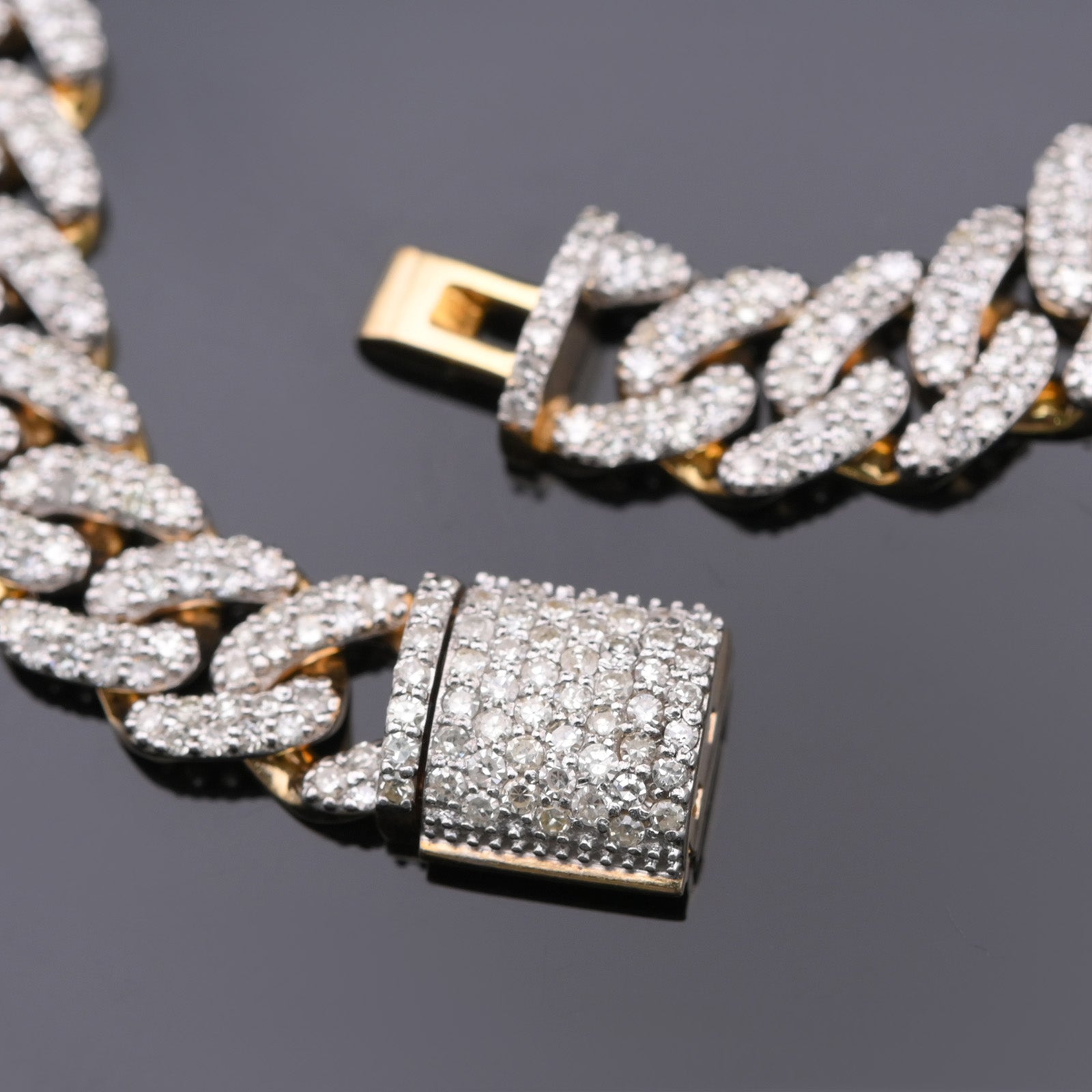 10k Yellow Gold 9.87 CTW Natural Diamond Cuban Link Chain 20" Necklace