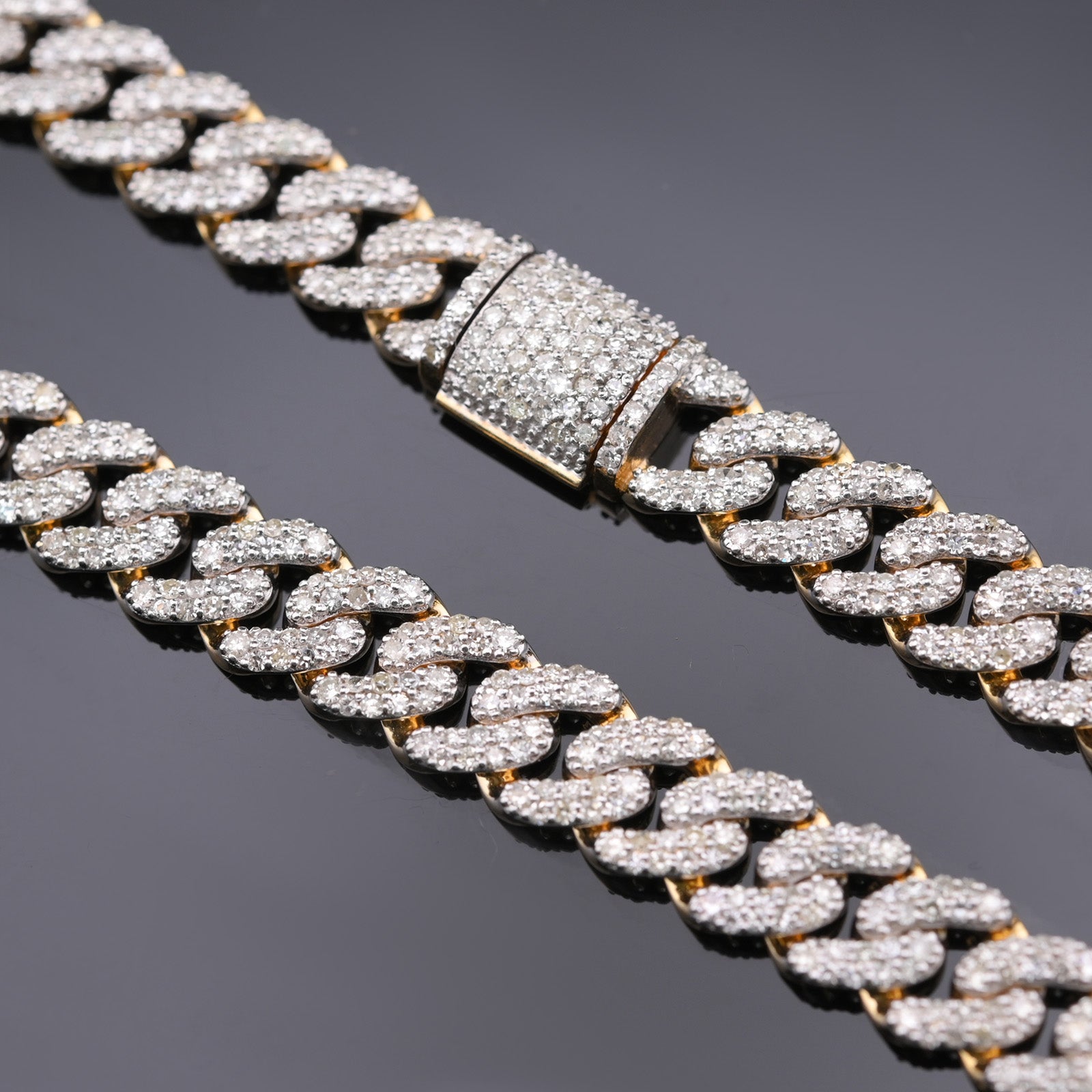 10k Yellow Gold 9.87 CTW Natural Diamond Cuban Link Chain 20" Necklace