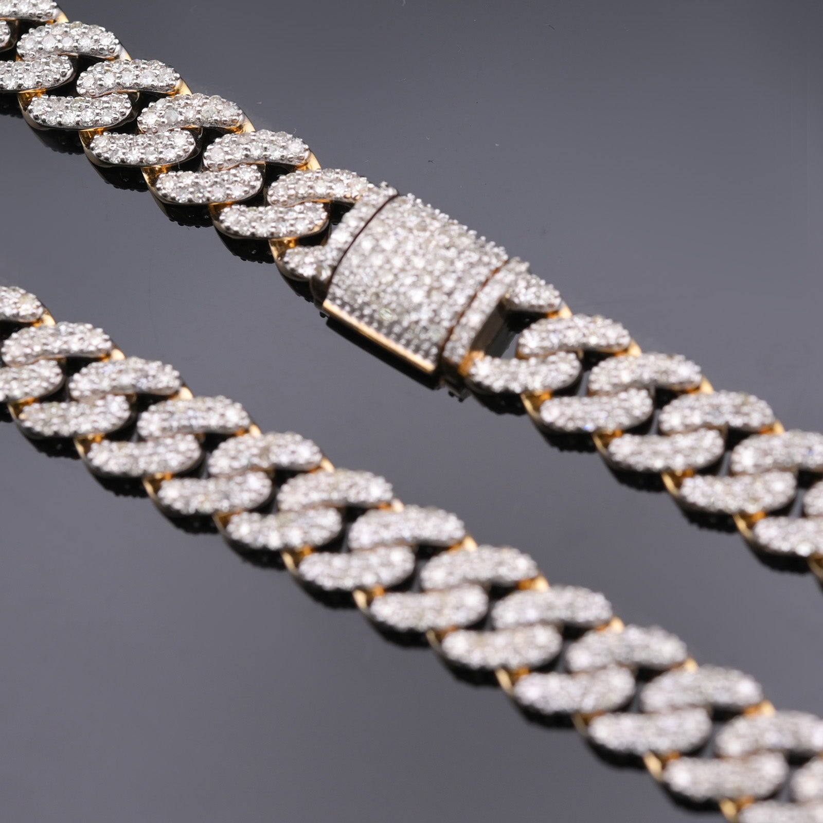 10k Yellow Gold 9.87 CTW Natural Diamond Cuban Link Chain 20" Necklace