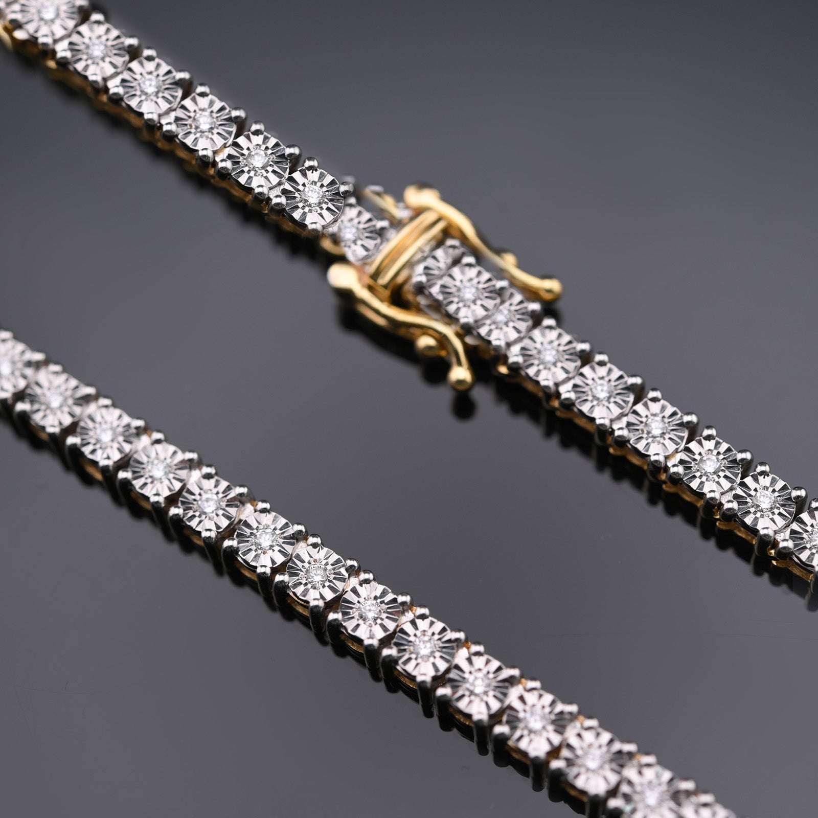 10K Yellow Gold 1.53CTW Natural Diamond Tennis Necklace 22 Inch