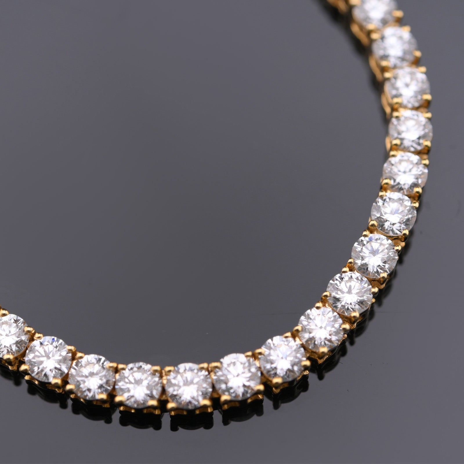 10KT Yellow Gold 17CTW Lab Created Diamond 22'' Tennis Chain 3MM
